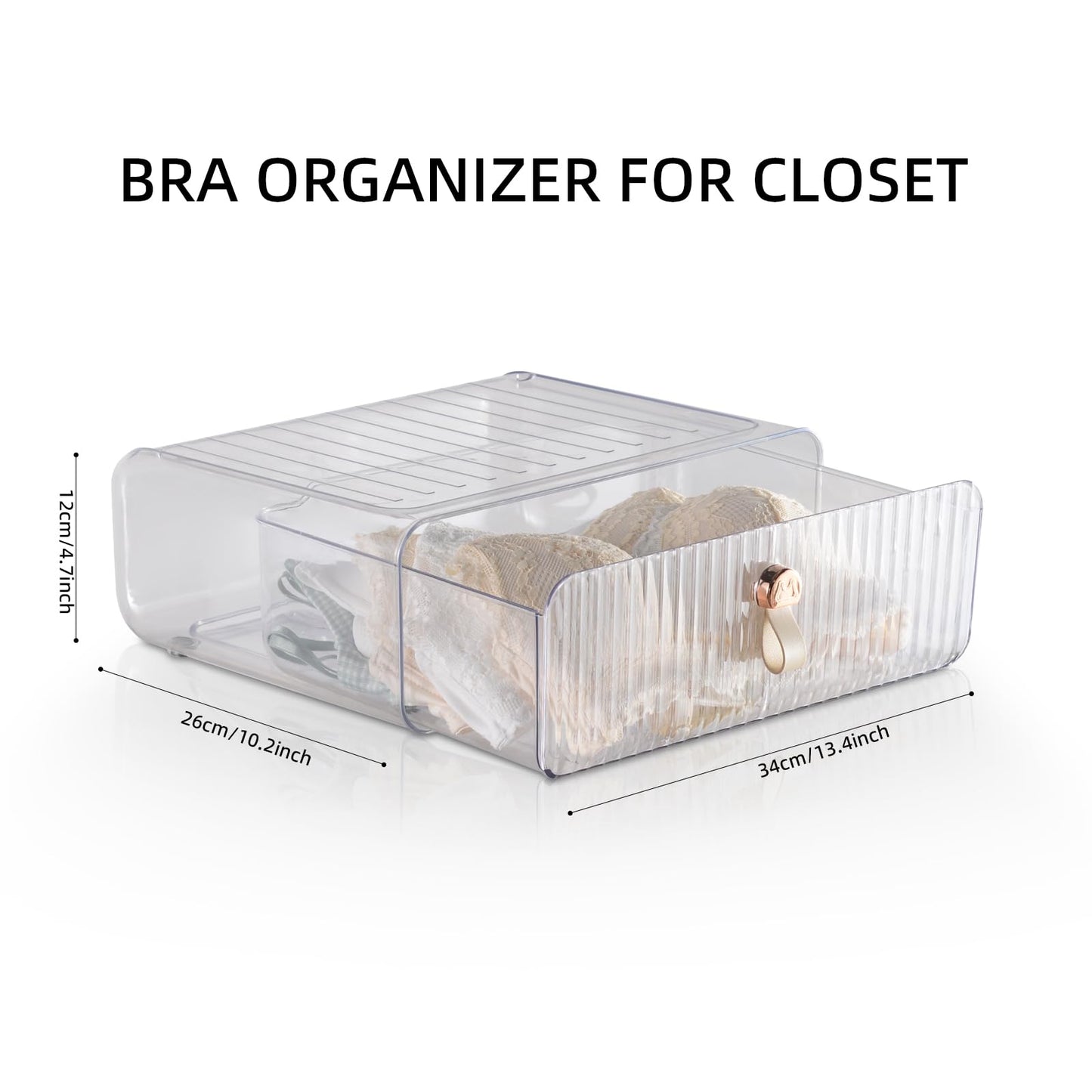 MSHOMELY Underwear Drawer Organizer, Stackable Bra Organizer for Closet, 1 Cell Bra Storage, Sock and Underwear Organizer, Closet Organizers and Storage Drawer for Bra, Socks, Tie, Belt, Scarf