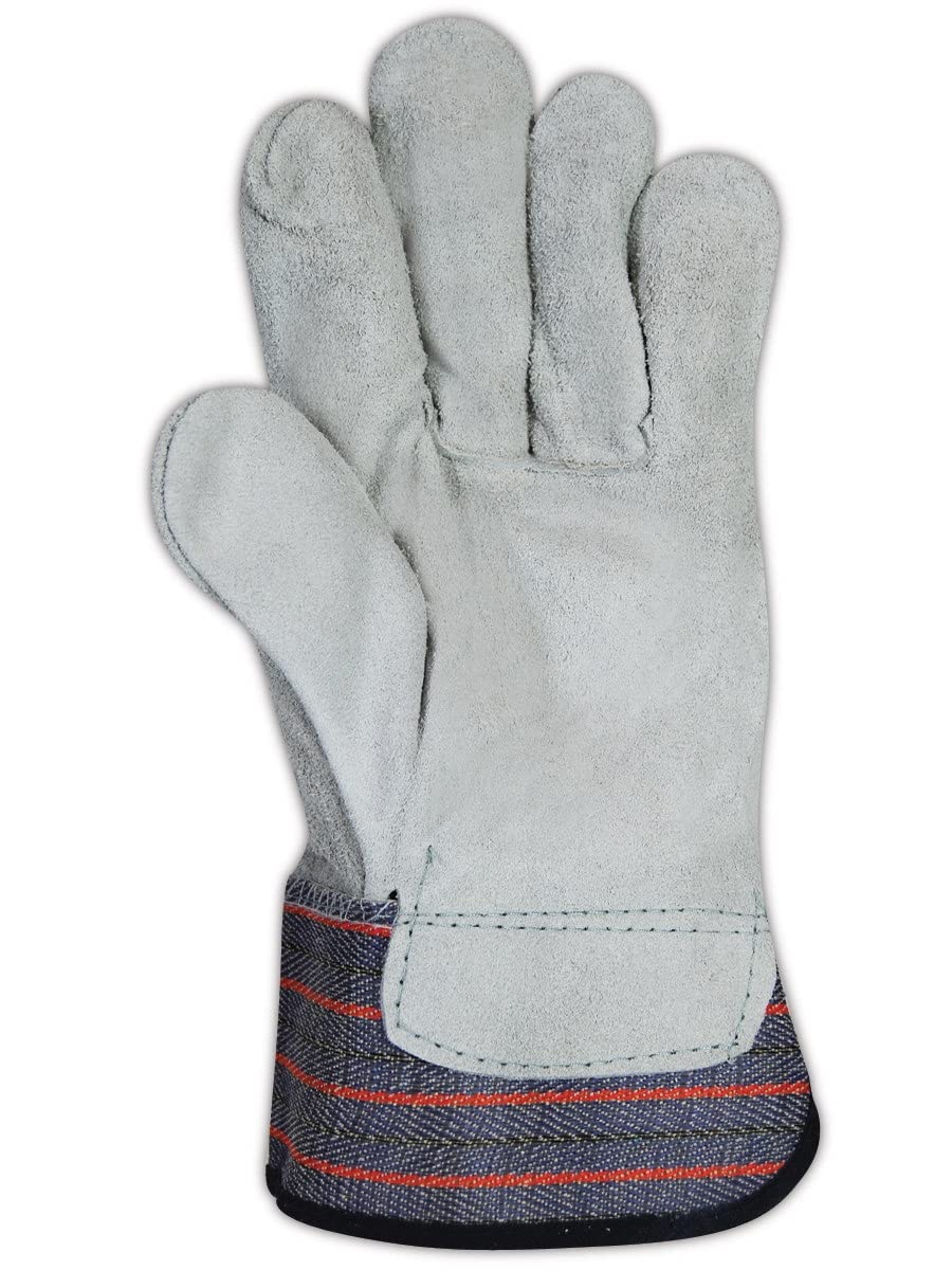 MAGID DuraMaster TB725E Gunn-Cut Leather Palm Glove with Safety Cuff, 12 Pairs