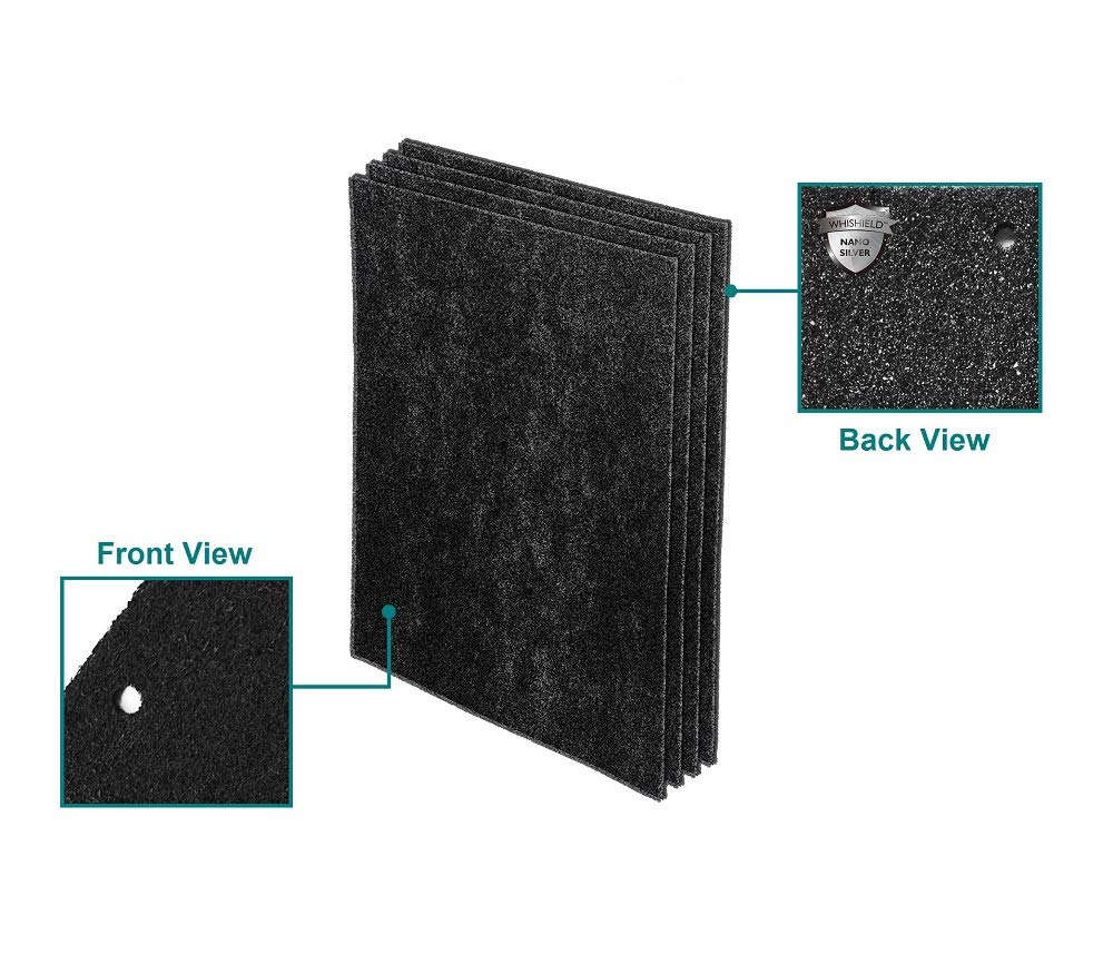Whirlpool 8171510KS Genuine Charcoal Pre-Filter - Whishield Anti-Microbial Activated Replacement Fit for Air Purifier WP1000, WPPRO2000, Extra Large 4 Pack