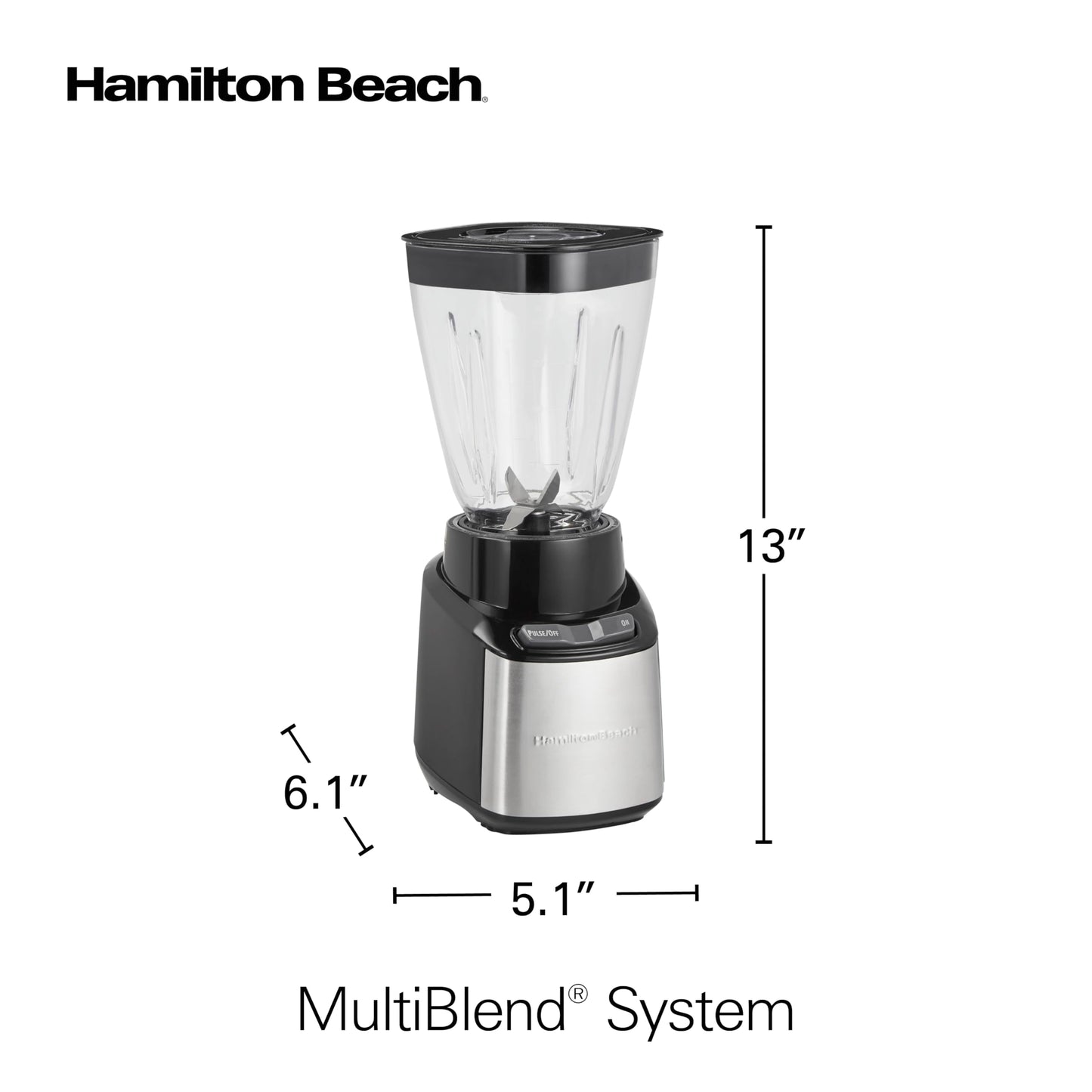 Hamilton Beach MultiBlend Smoothie Blender with 4 Shatterproof BPA Free Jars and Lids; Large 32oz Jar, 8oz Grinder for Nuts & Spices, and 2 Portable Travel Cups, 650 Watts, Black and Stainless (52400)
