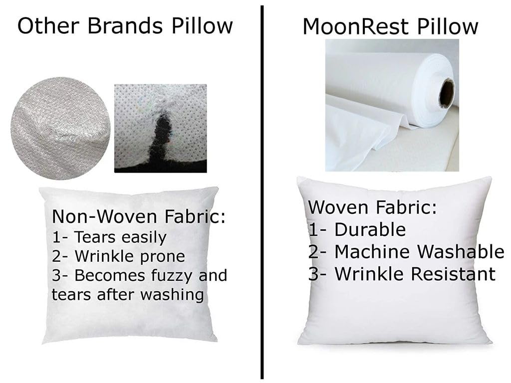 MoonRest® 16x38 Inch Synthetic Down Alternative Rectangle Pillow Insert Form Stuffer for Sofa Shams, Decorative Throw Pillow, Cushion and Bed Pillow Stuffing - Hypoallergenic 16“X 38”