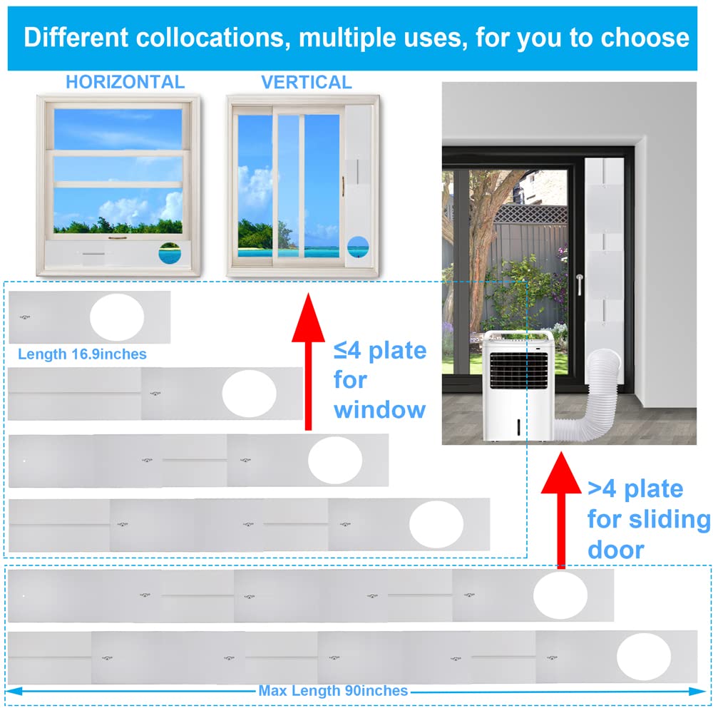 NWESTUN Portable Air Conditioner Sliding Door Vent Kit, 2024 New Upgrade Portable Air Conditioner Window Kit for Sliding Door, Max length 90inches, Ac Vent Kit for Exhaust Hose with 5.9"/15cm Diameter