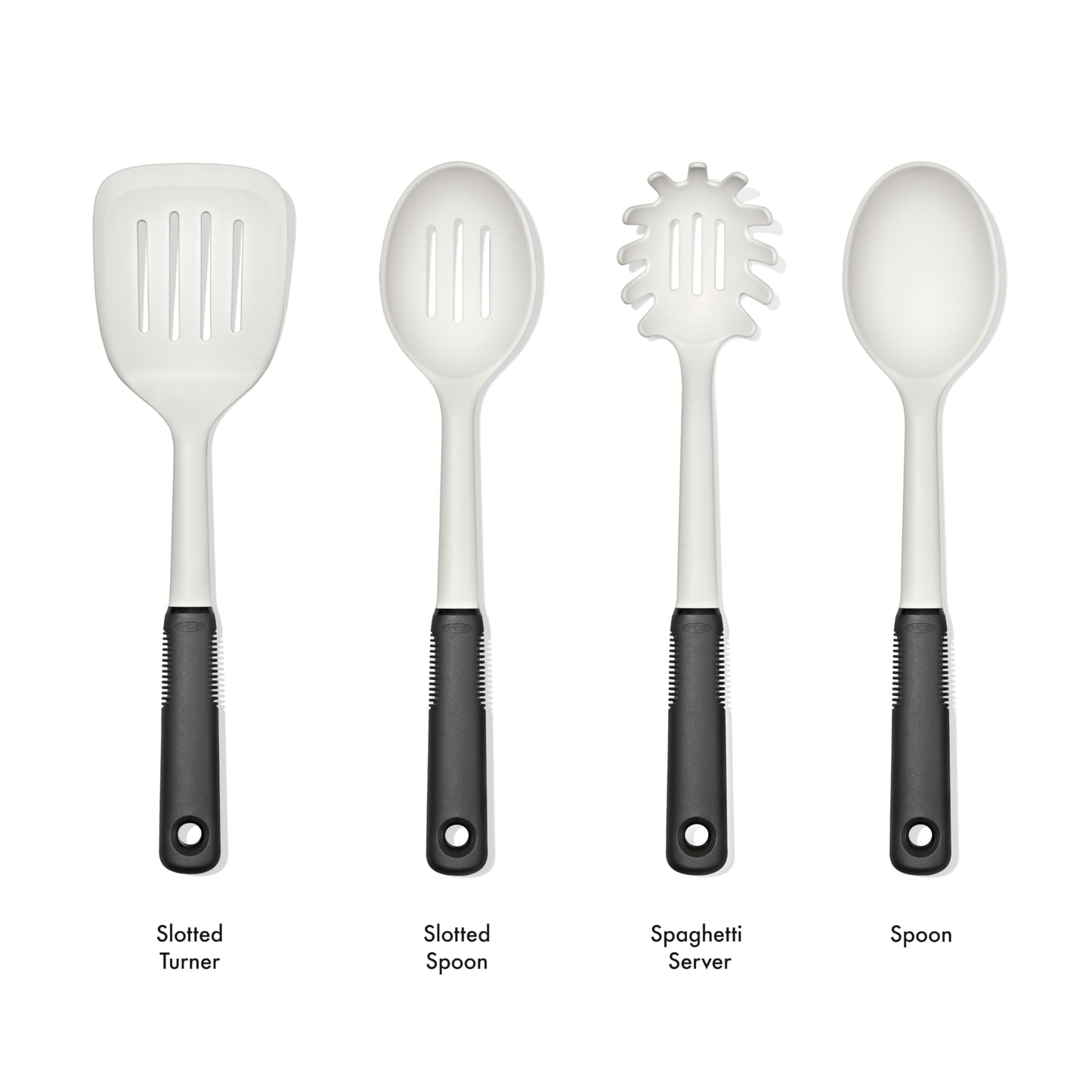 OXO Good Grips 4‑Piece Nylon Utensil Set, Oat, Cooking Utensil Set Designed to Protect Non-Stick Cookware