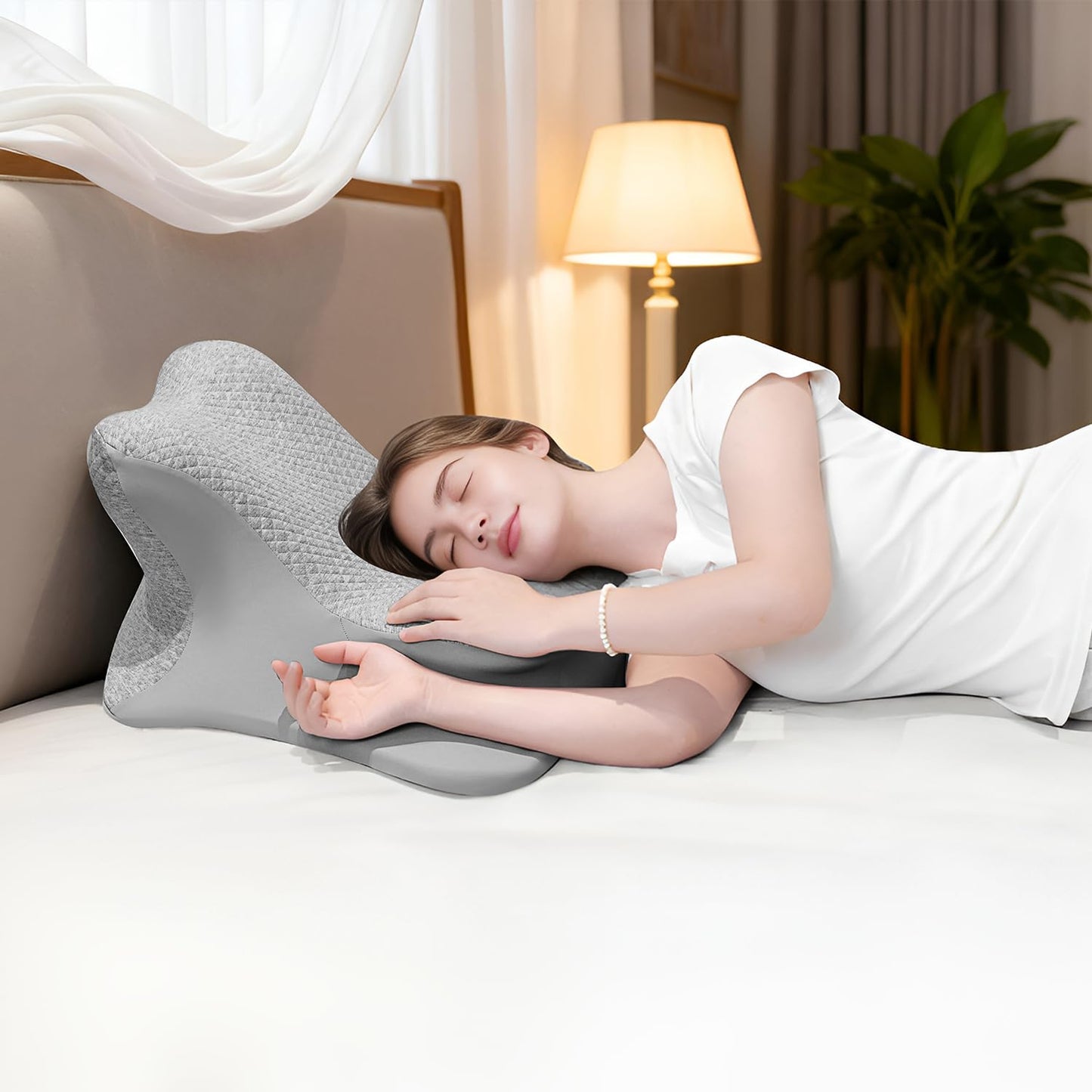 YRuiSofut Reading Pillow for Bed, Leaning, Lying and Prone, Ergonomic Memory Foam Bed Wedge Pillow for Headboard, Floor Cushions, Chin & Back Support Pillows on Bedrest Couch Floor- Grey