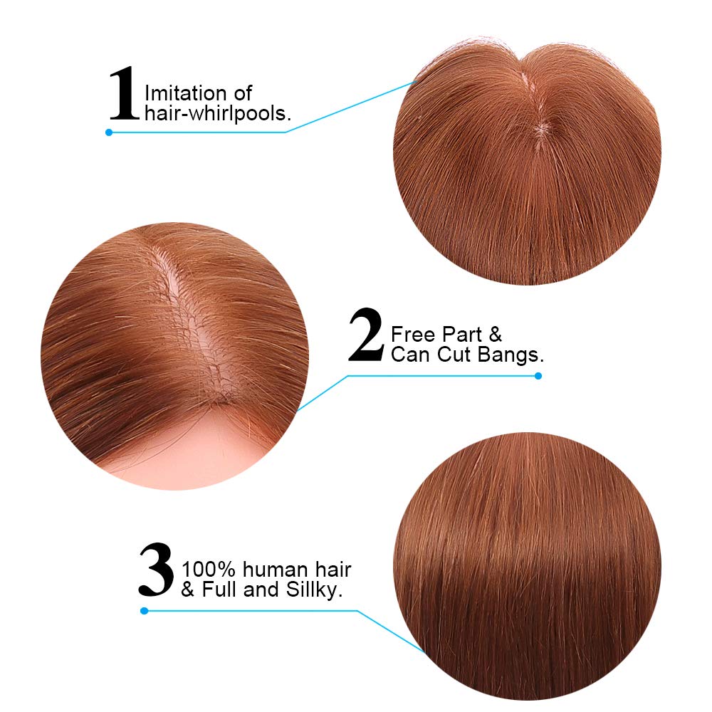 Mannequin Head with 100% Human Hair, TopDirect 18" Dark Brown Real Hair Cosmetology Mannequin Head Hair Styling Hairdressing Practice Training Doll Head with Clamp Holder and Tools