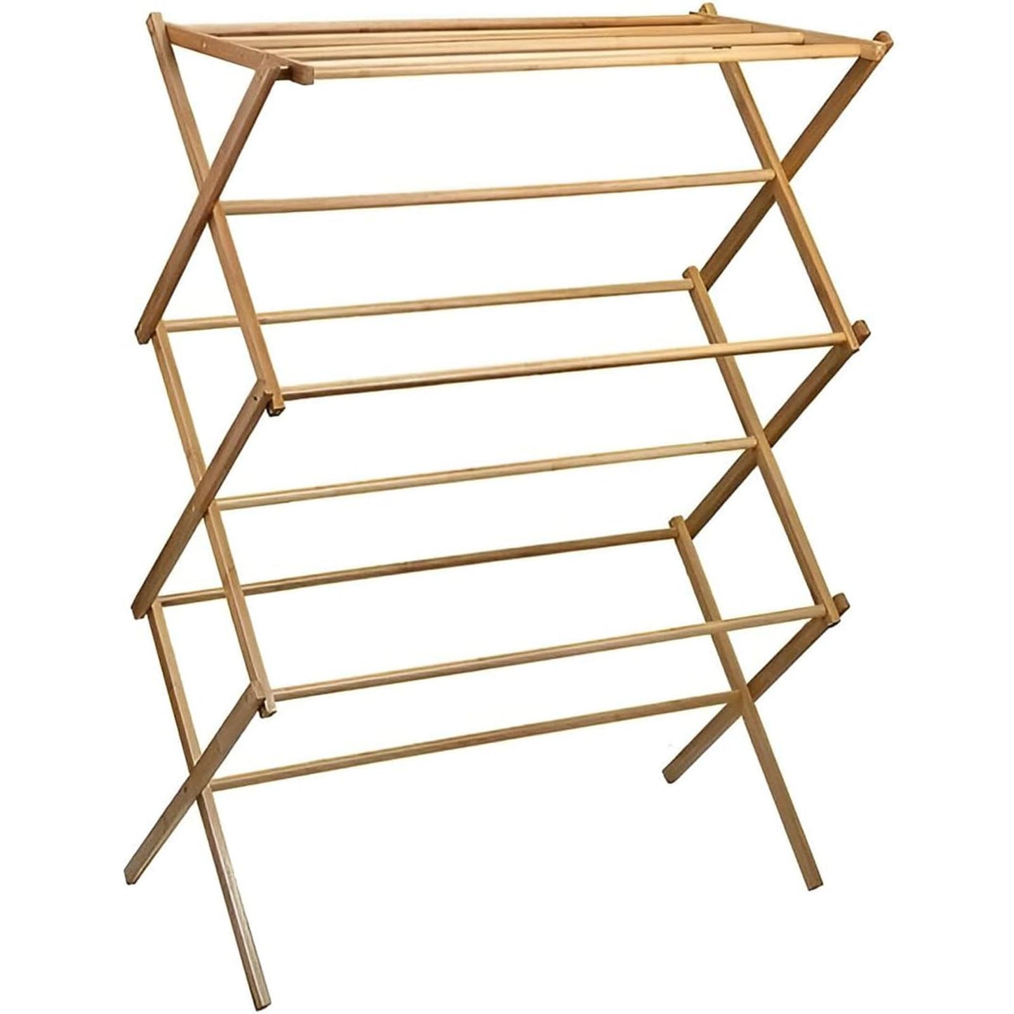 Collapsible Bamboo Drying Rack ā Foldable Laundry Drying Stand for Indoor/Outdoor Use ā Space-Saving Clothes Rack for Towels, Blankets & Delicates
