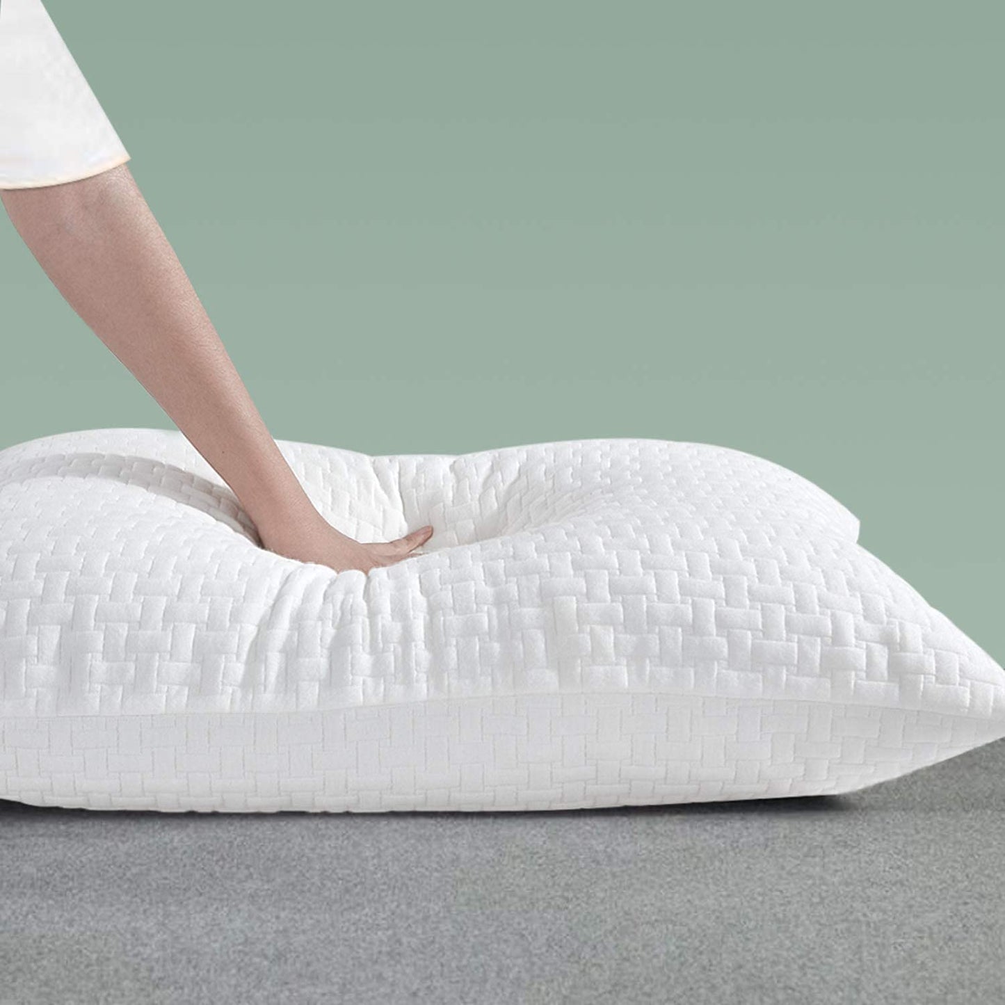 HOMBYS 2 Pcs Extra Firm Bed Pillows for Sleeping, Shredded Memory Foam Pillows King Size, for Side, Back, Stomach Sleepers, 40% Viscose Derived from Bamboo Cooling Cover