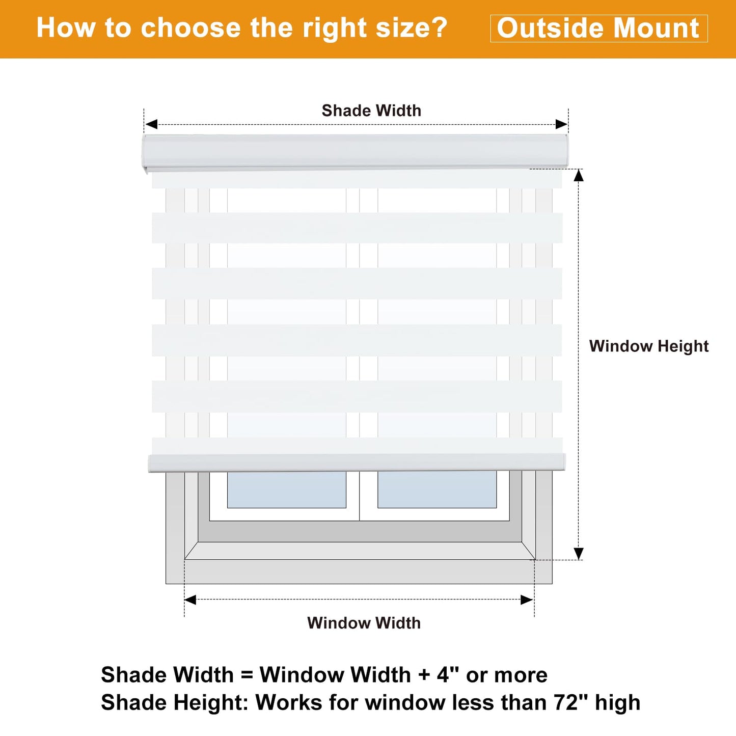 Persilux Cordless Zebra Blinds for Windows, Free-Stop Room Darkening Window Blinds (26" W x 72" H, White) Light Control for Day and Night, Privacy Protection Window Treatments Roller Shades for Home