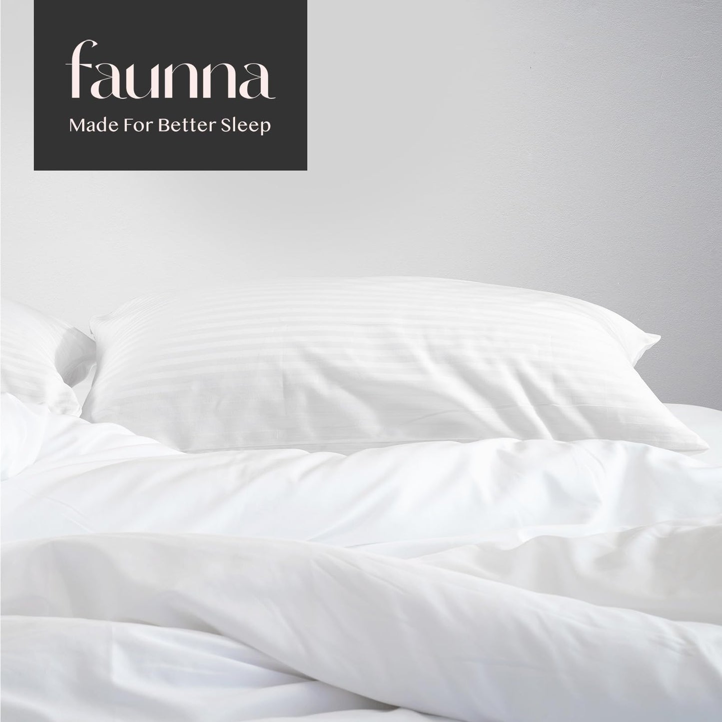 FAUNNA 600TC 100% Cotton Pillow Protectors, Standard Size (20x26), 6 Pack, Oeko-TEX Certified, Hotel Grade Pillow Cover with Silent Zipper, Zip Up Pillow Cases, White