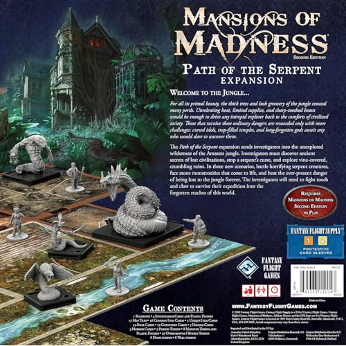 Mansions of Madness Path of The Serpent Expansion - Conquer The Perils of The Jungle and Unearth New Horrors! Ages 14+, 1-5 Players, 2-3 Hour Playtime, Made by Fantasy Flight Games