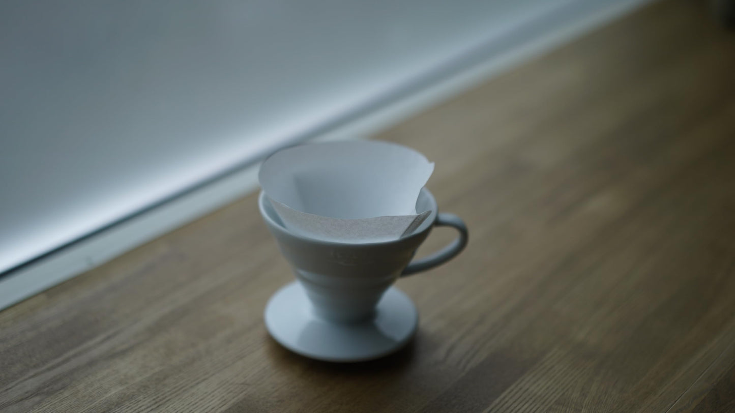 Hario V60 Coffee Pour Over Kit Bundle Set - Comes with Ceramic Dripper, Range Server Glass Pot, Measuring Spoon, and 100 Count Package of Hario 02W Coffee Filters