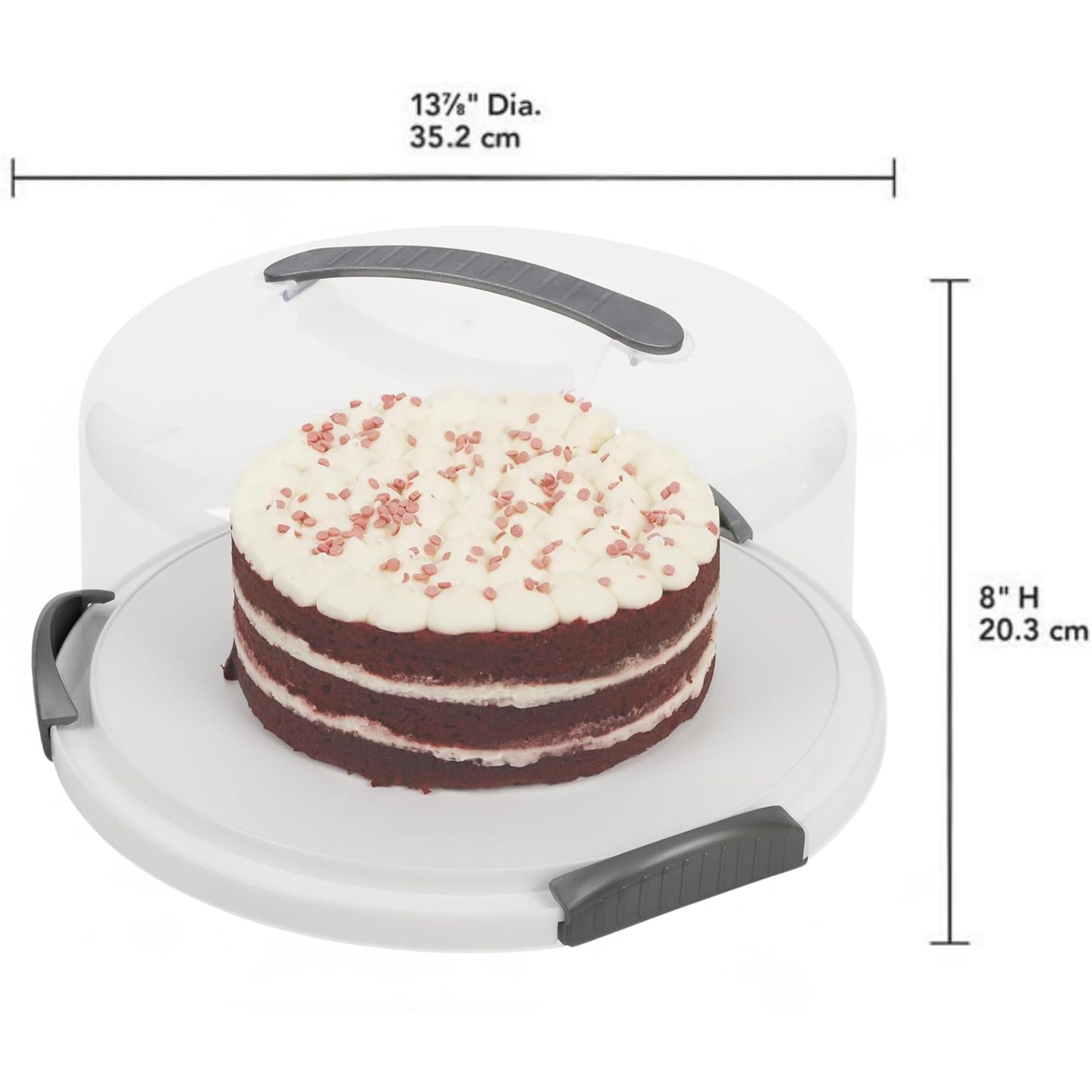 Extra Large Cake Carrier/Storage Container With Server - Holds up to 12 Inch 3-Layer Cake, Plate With Lid/Holder With Lid/Cover Clear Dome - Transports Pies or Other Desserts