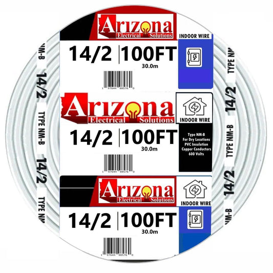 100 FEET 14/2 Type NM-B Copper. #14 AWG, 2 Conductors with Ground. Insulated Jacket White