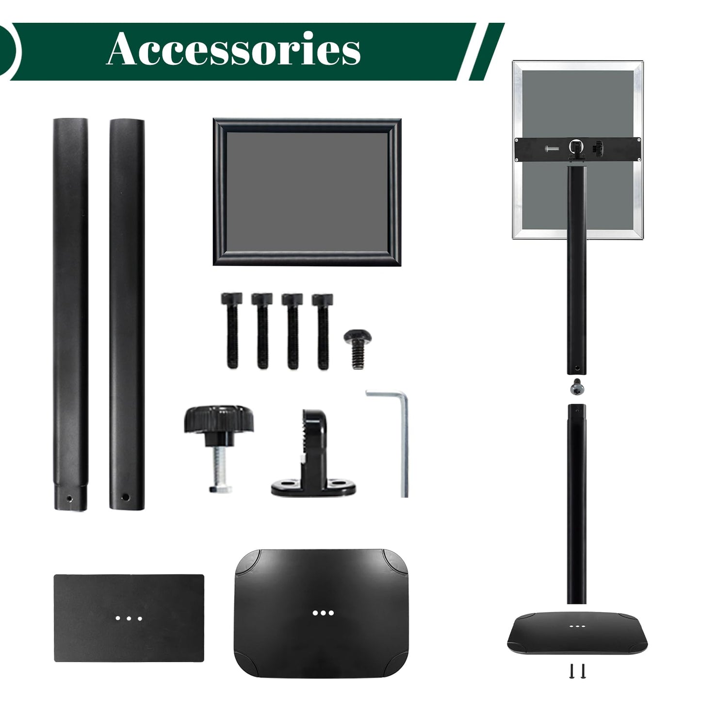 Heavy Duty Pedestal Sign Holder for Display, 8.5 x 11 inches Adjustable Floor Standing Sign Holder with Weighted Base , Vertical and Horizontal View Sign Stand for Indoor/Outdoor Advertising,Black