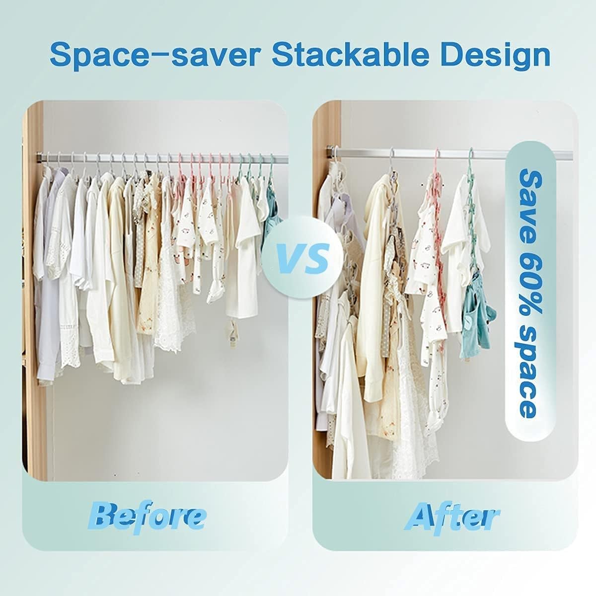 HGYZE Kid Hangers for Closet 50pcs, Blue Infant Clothes Hanger 11-14" Adjustable Plastic Baby Coat Perchas with Bear Hook, Non-Slip Children Outfit Hangars for Boy Toddler Newborn Teen Clothing