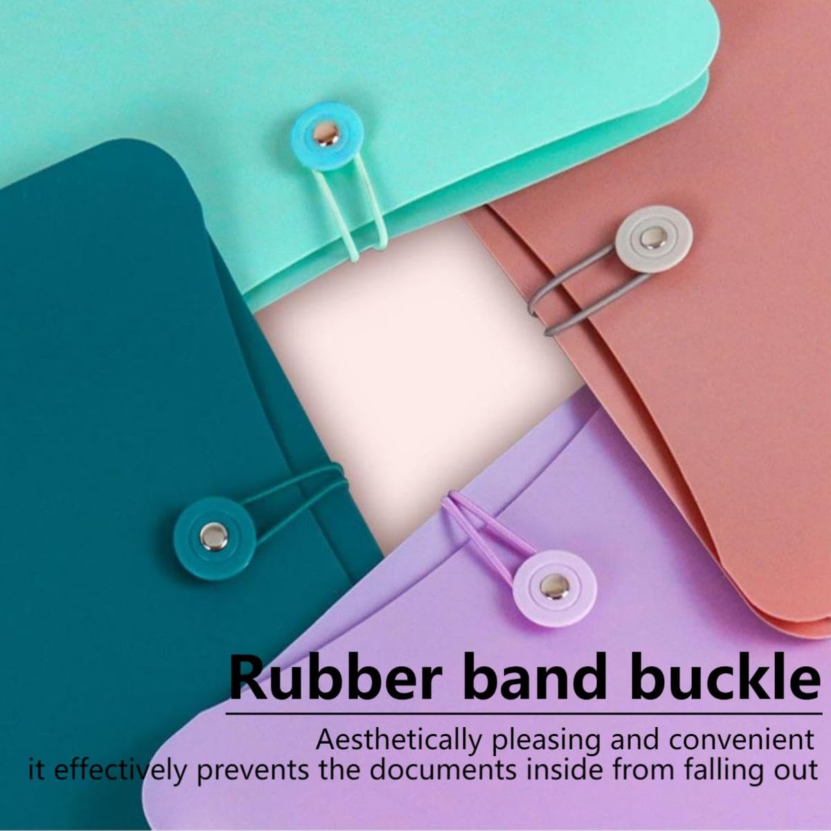 4 Packs Vertical Expanding Accordion Folder with 7 Pockets Paperwork Organizer Document Wallet Briefcase Business File Organizer Bag A4 Letter Size Elastic Rope Closure (Light Blue,Green,Purple,Choco)