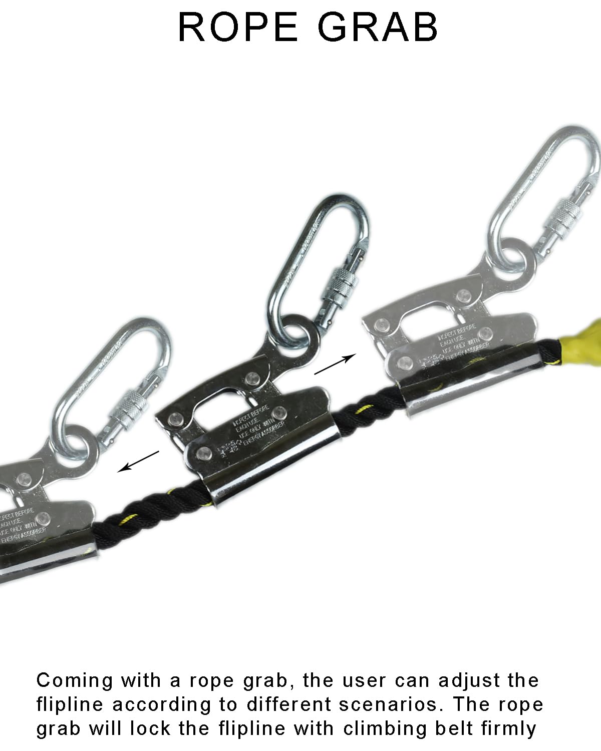 12FT Flipline Adjustable Lanyard RTOVZON Tree Climbing Lanyard for Climbing Trees, Fall Protection Flip Line Kit, Tree Climbers