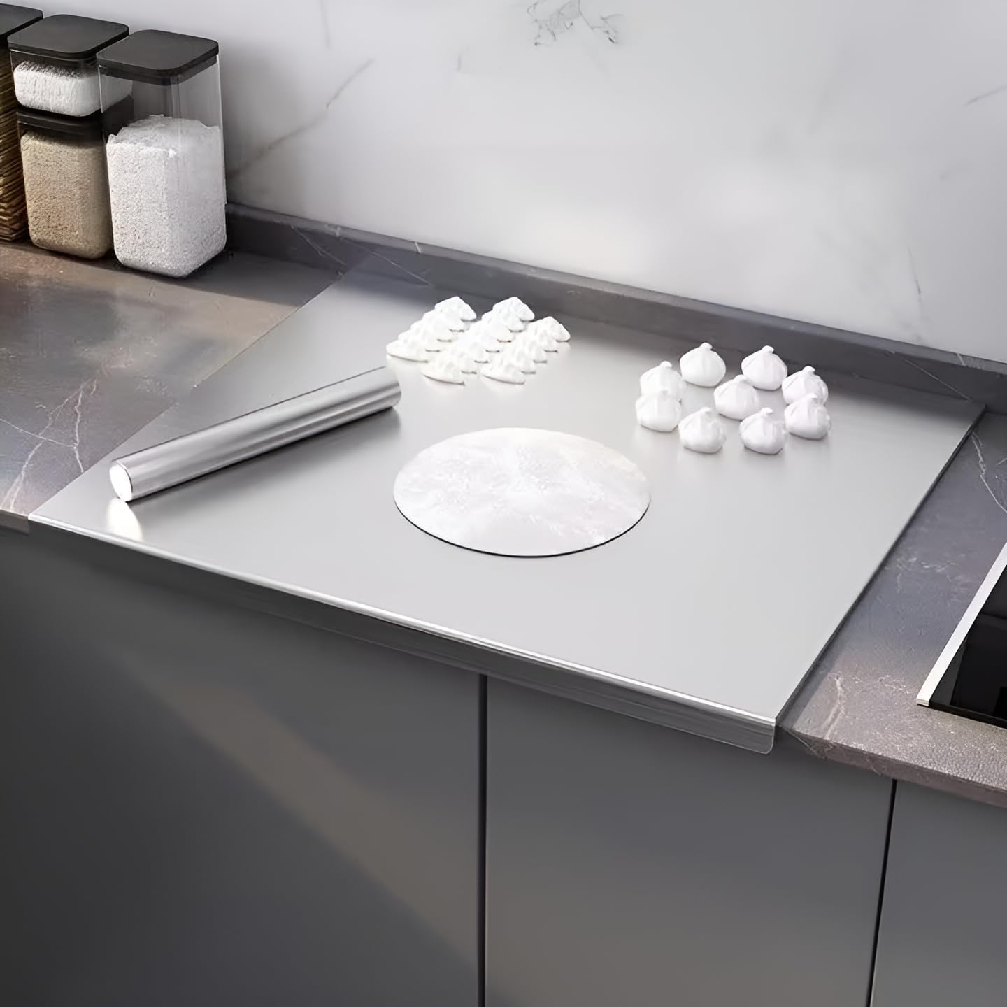 Stainless Steel Cutting Boards for Kitchen, Lipped stainless steel cutting board. Large cutting board suitable for meat, fruits, vegetables, bread, and baking (50 x 40cm / 19.68"L x 15.74"W)