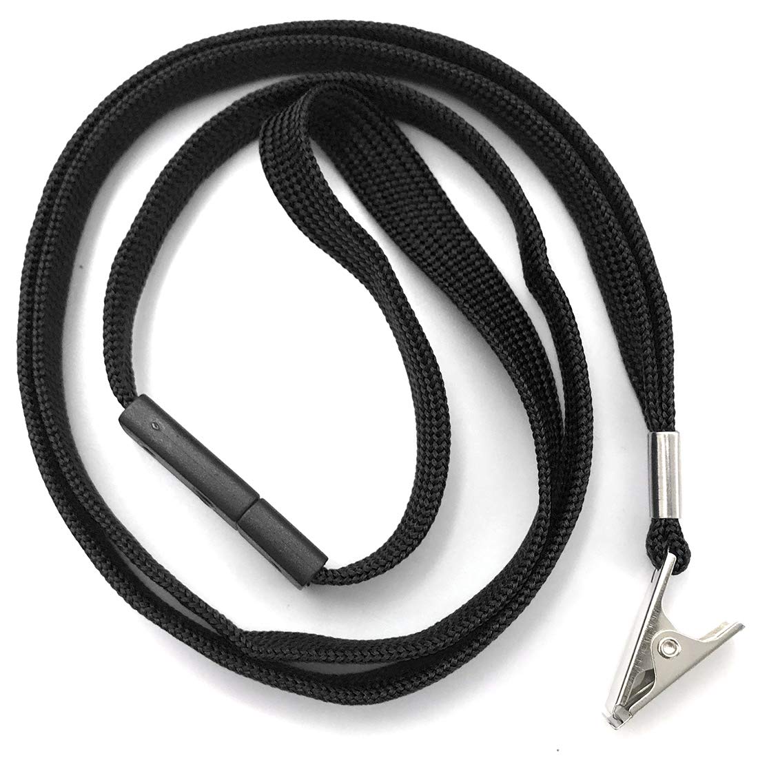 Bird Fiy Lanyards Breakaway Bulk Black Lanyards Neck Flat Safety Badge Lanyard Bulldog Clip (Black, 50 PCS)