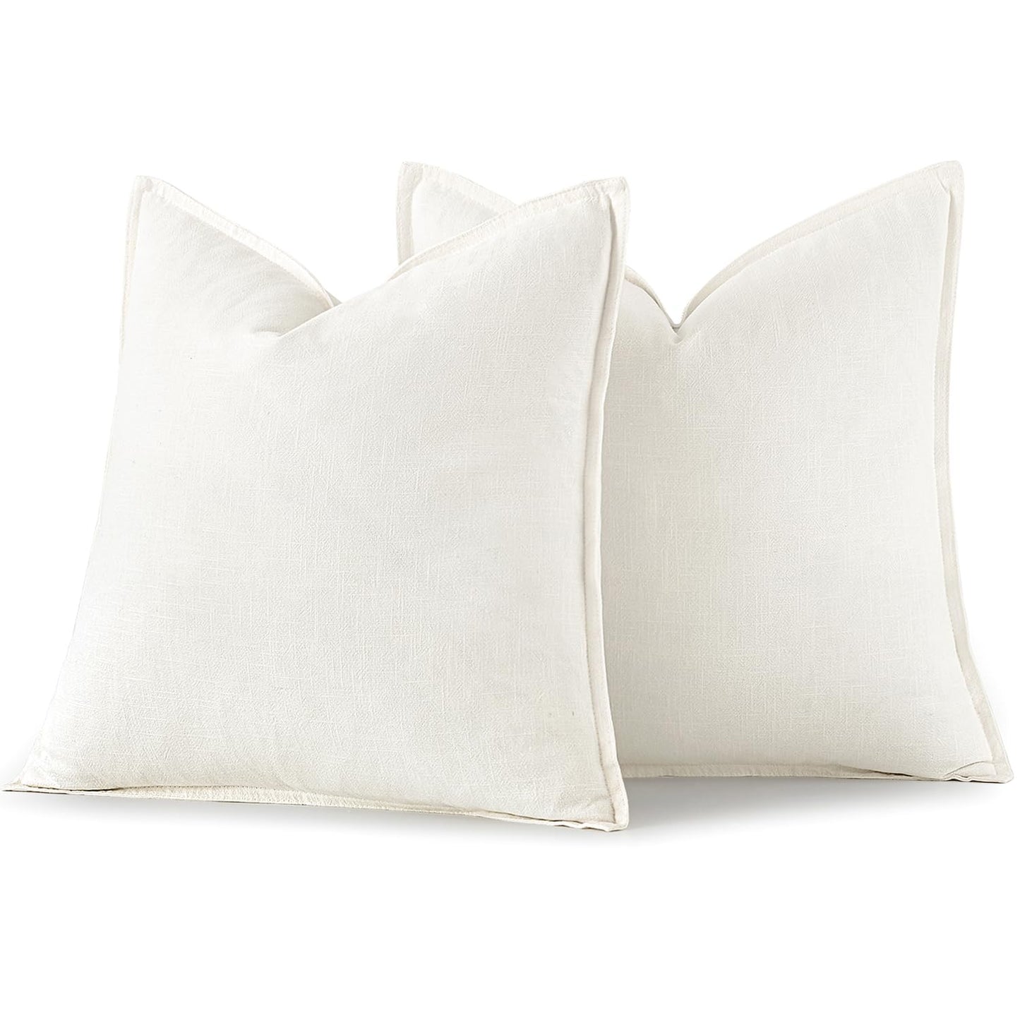MIULEE Decorative Linen Euro Sham Pillow Covers 26x26 Cream White Boho Farmhouse Neutral Couch Throw Pillows for Bed Pack of 2 Accent Modern Pillowcase Sofa Livingroom Home Decor