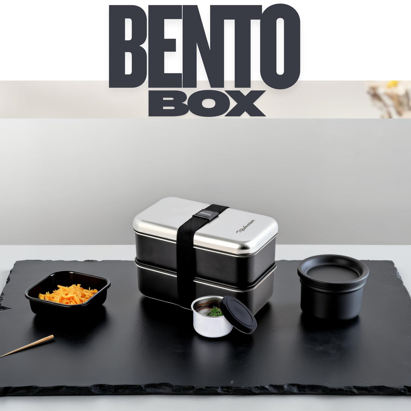 Modaniam Leak Proof Stainless Steel Bento Box, Stainless Steel Lunch Box For Adults, Metal Bento Box, Japanese Lunch Container, Large With Compartment, Korean Bentobox, Non Toxic, Microwave Safe