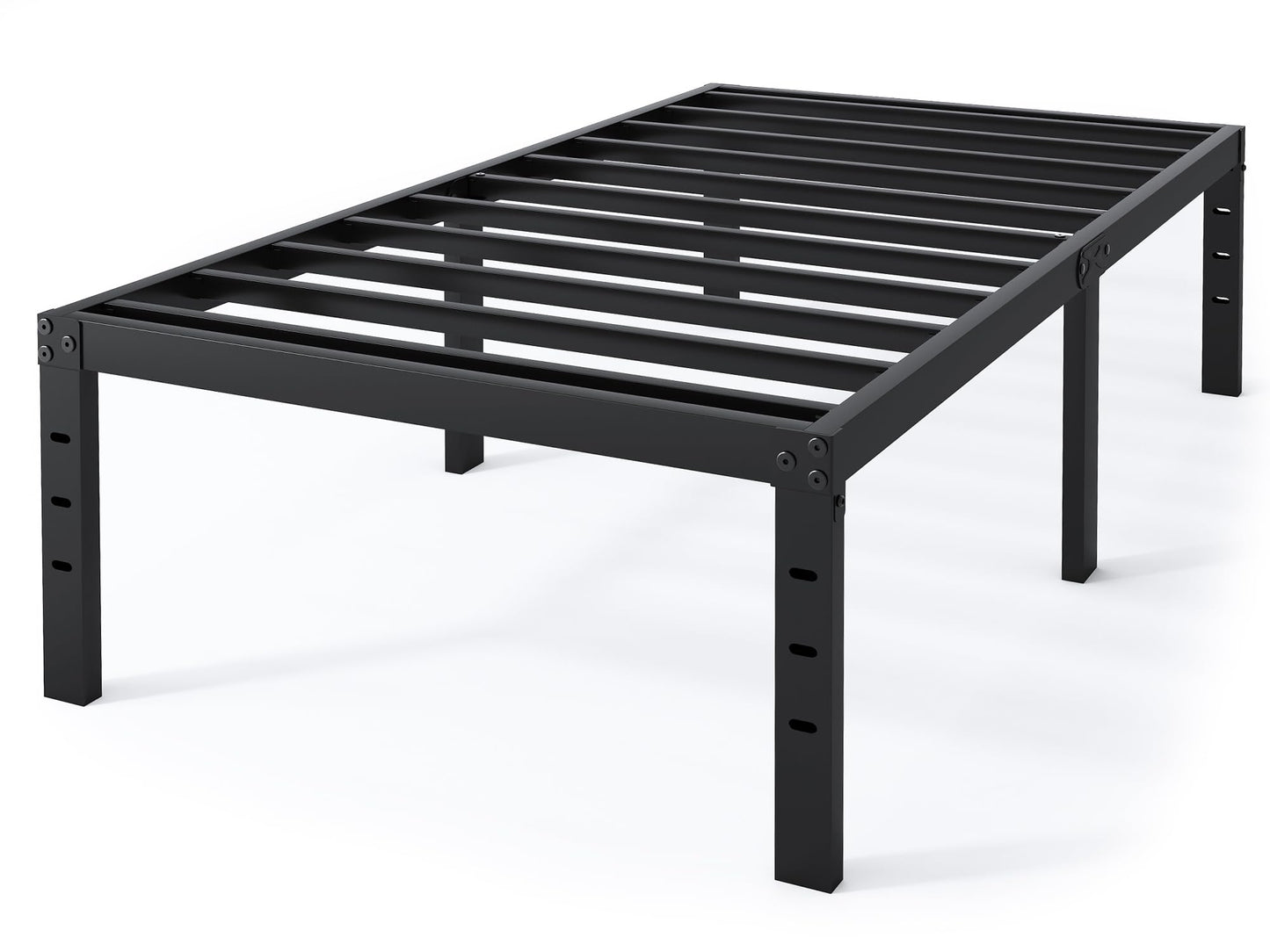 QEROMY Twin Bed Frame - 18 in Sturdy Platform Bed Frame Twin Size, Heavy Duty Metal Bed Frame No Box Spring Needed, Quick & Easy Assembly, No Noise, Black
