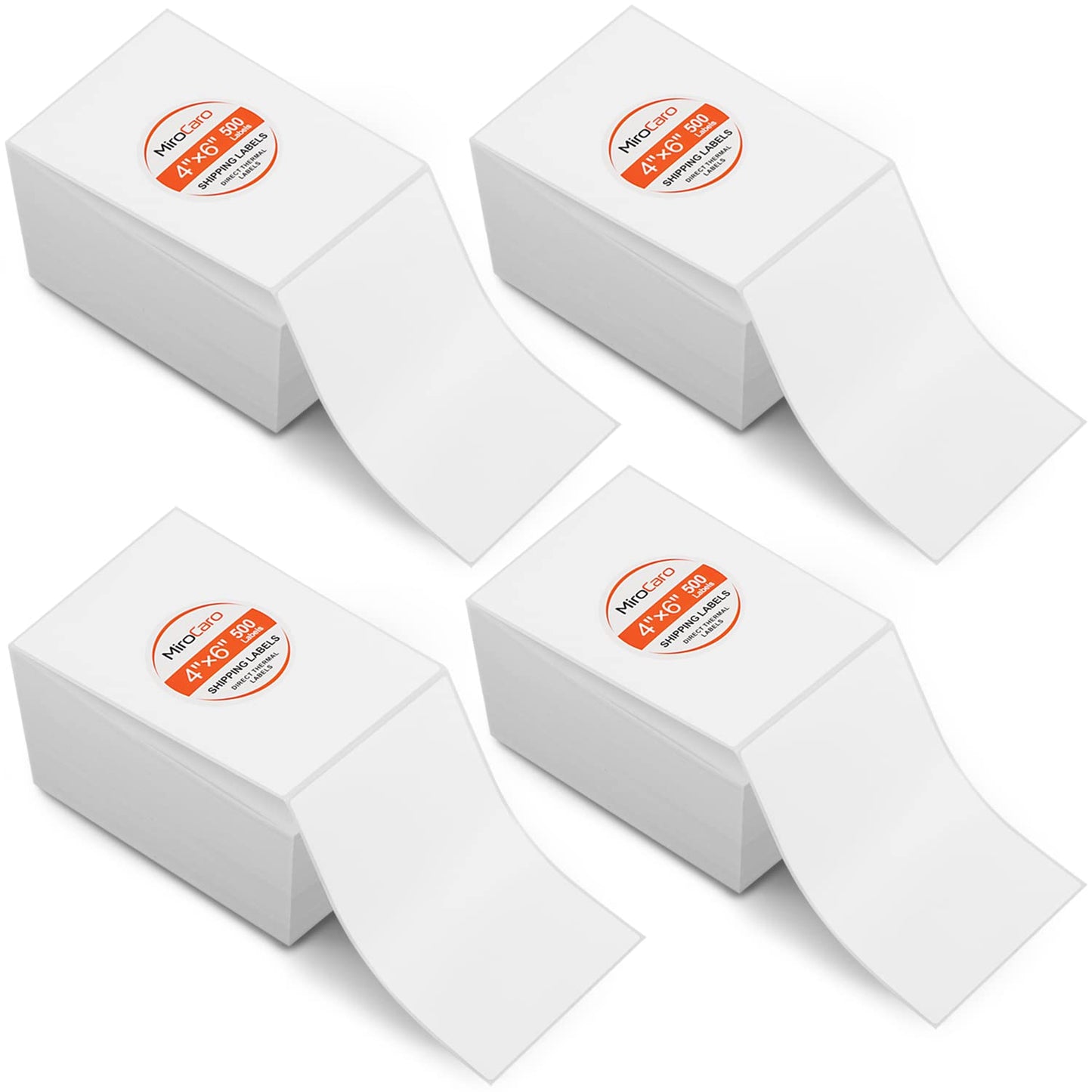 MiroCaro 4" x 6" Shipping Labels for Thermal Printer, Fan-Fold Postage Thermal Labels, Mailing Labels for Packages (4 Stacks, 2000 Labels)