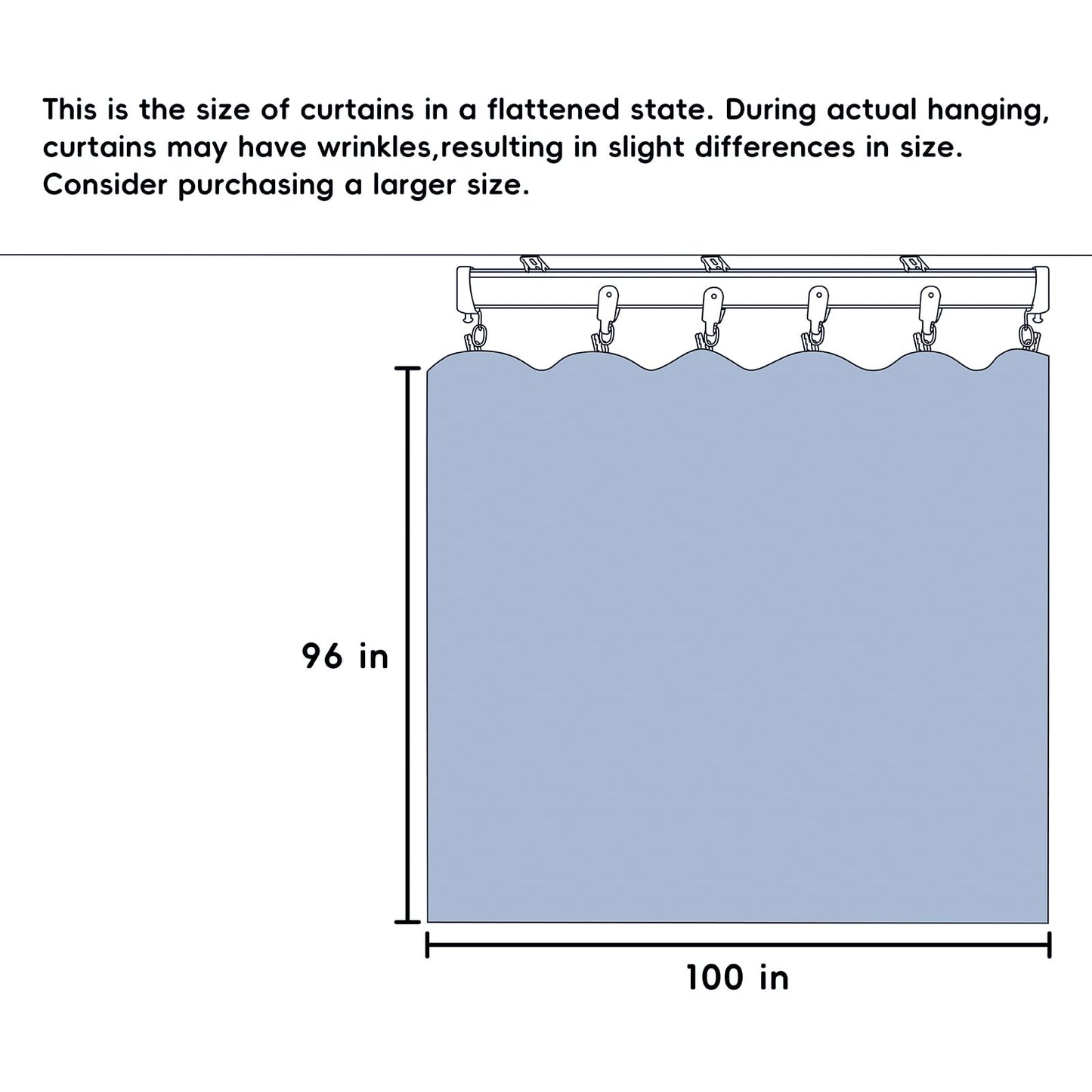 MaKefeile Room Divider Curtains Total Blackout Privacy Curtain Panel Room Thermal Insulated Noise Reduction Curtains for Bedroom Window Living Room Ceiling Track Curtain W 8.3 ft × H 8 ft Black