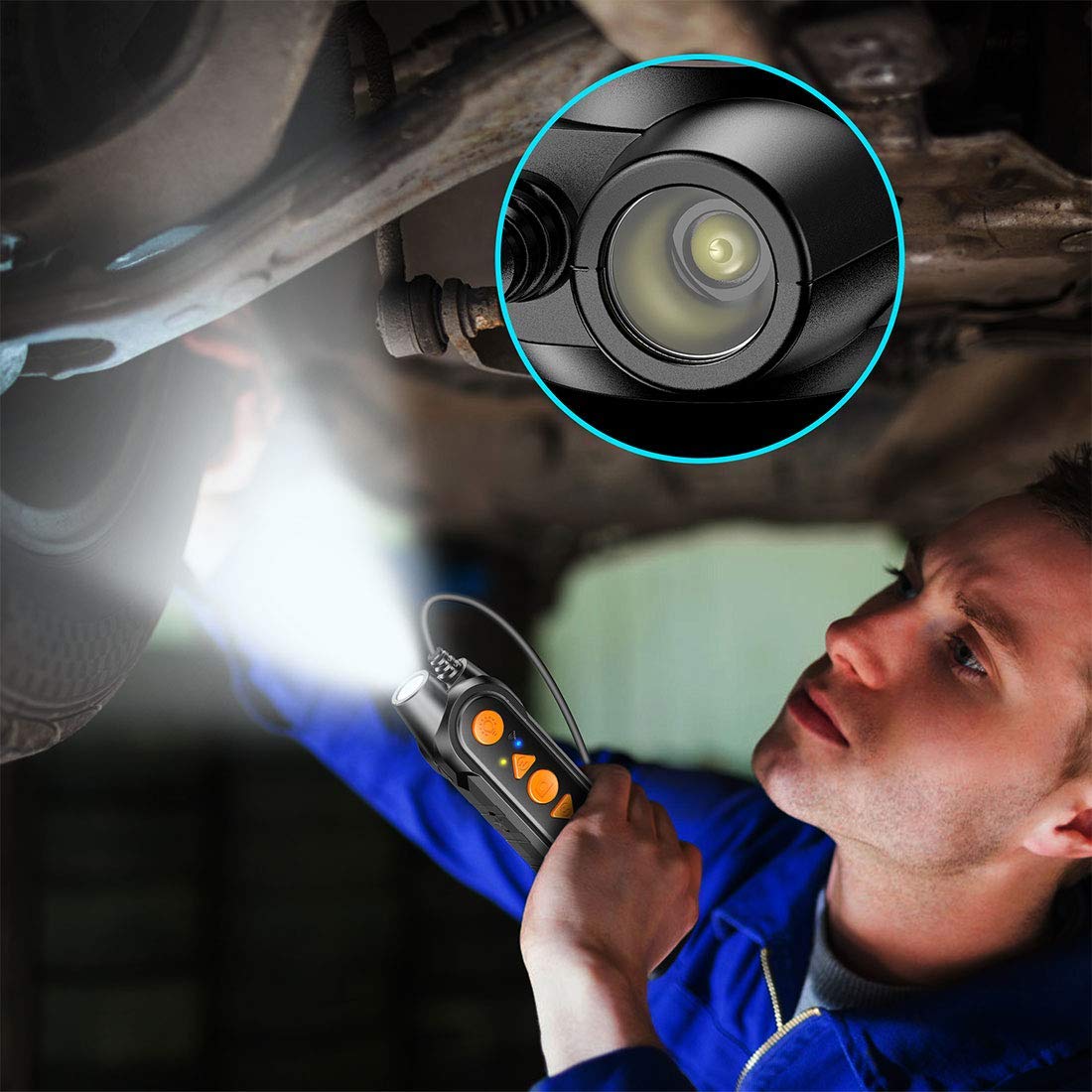 0.197inch Dual Lens Wireless Endoscope Camera, NIDAGE 5.0mm Ultra-Slim Automotive Inspection Camera with 7 LEDs, 1080P Dual Lens Borescope Waterproof for Android & iOS Smartphone Tablet(5FT)