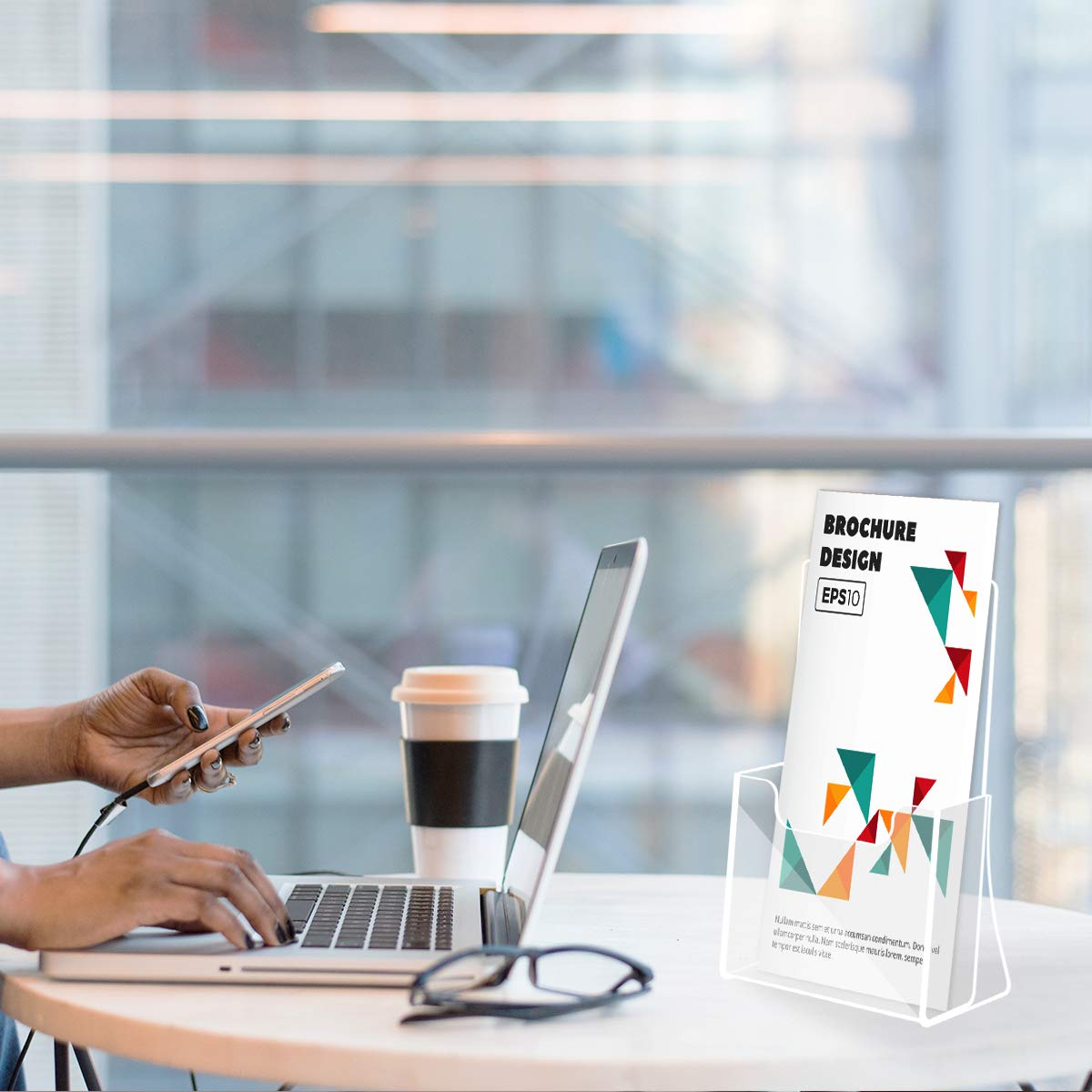 NIUBEE Acrylic Brochure Holder for 4’’ Trifold Pages, 50% Thicker Countertop Acrylic Literature Holder Plastic Flyer Display Stand for Magazine, Pamphlet, Booklets, Menu, Journals, 6 Pack