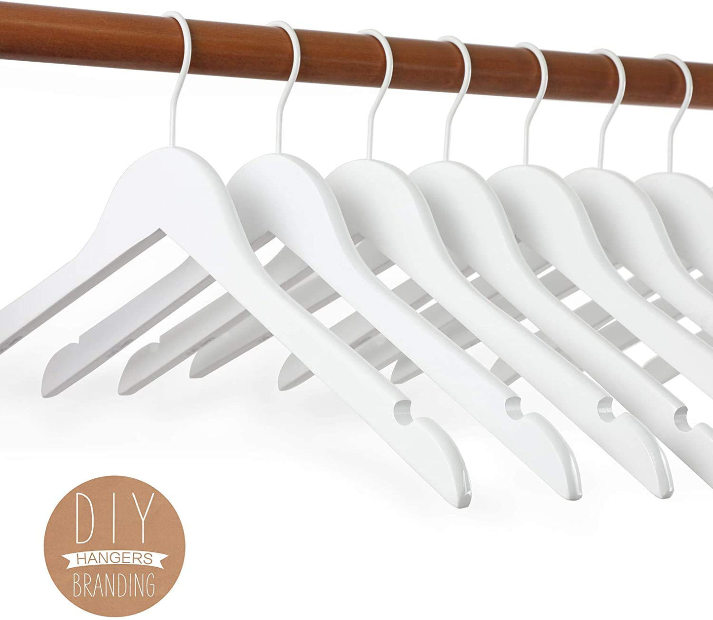 TOPIA HANGER Bride Hanger for Wedding Dress, Premium White Wooden Hangers, 360° Swivel White Hook, Smooth Finish, Extra Smoothly Cut Notches, 10 Pack-CT06W