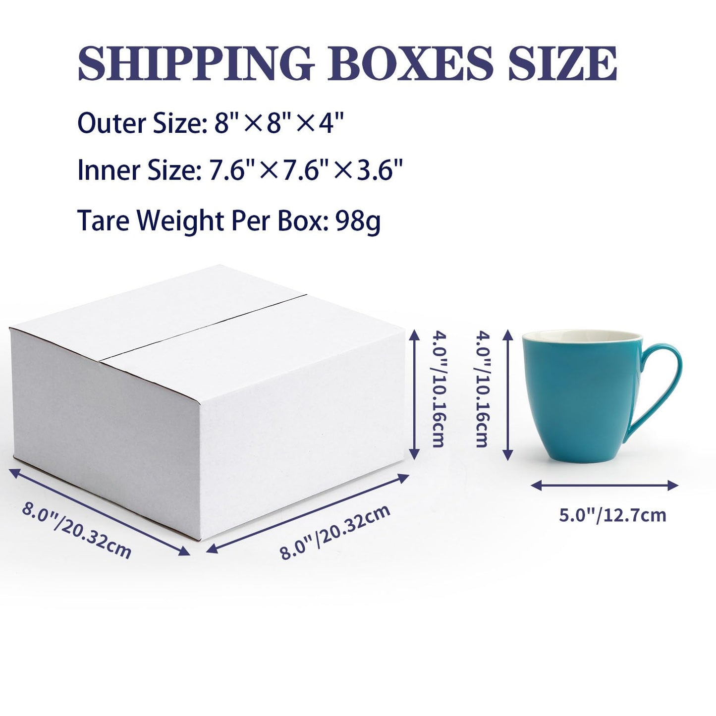 SPEPLA Small Shipping Boxes 8x8x4 Inch set of 40, White Corrugated Cardboard Boxes for Small Business, Mailing, Moving and Storage