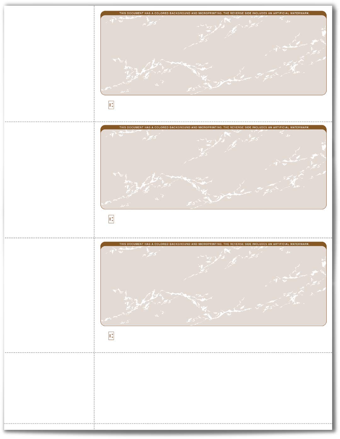 VersaCheck Secure Checks - 750 Blank Business or Personal Wallet Checks - Tan Prestige - 250 Sheets Form #3001-3 Per Sheet