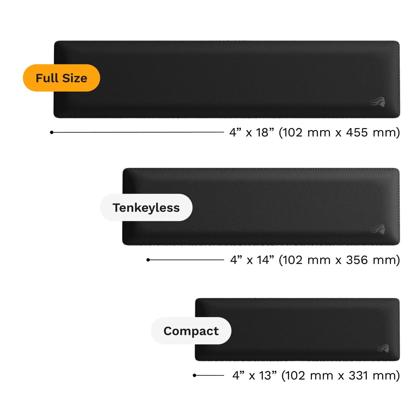 Glorious Gaming Padded Keyboard Wrist Rest (Full Size, 1" Thick) - Anti-Fray Stitched Edges, Smooth Cloth Surface, Anti-Slip Rubber Base, Medium Firmness, 18" x 4" x 1" - Black