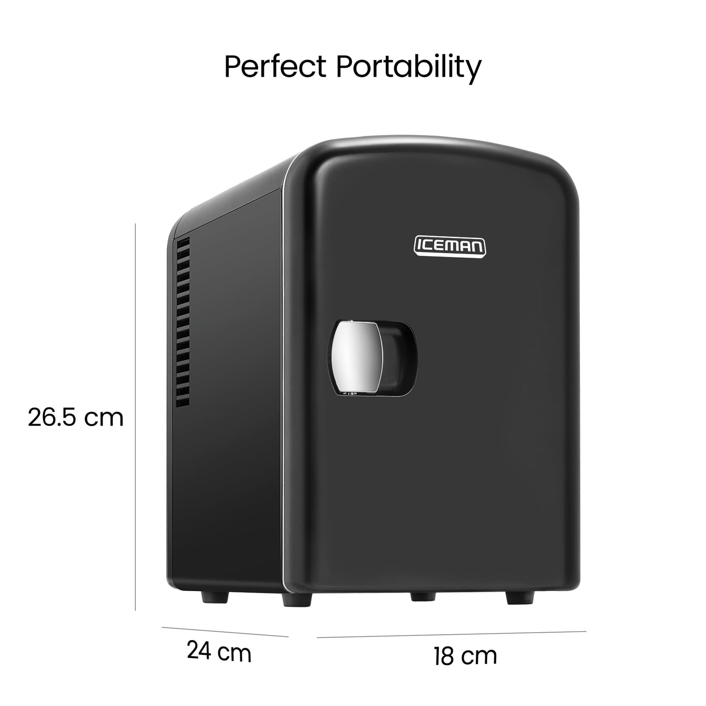 Chefman - Iceman Mini Portable Black Personal Fridge Cools Or Heats and Provides Compact Storage For Skincare, Snacks, Or 6 12oz Cans W/A Lightweight 4-liter Capacity To Take On The Go