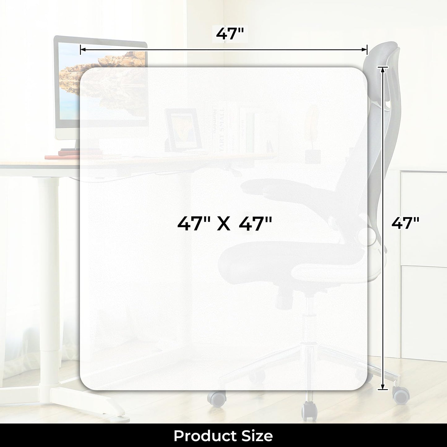 Chair Mat for Hard Wood Floors - Heavy Duty Floor Protector - Easy Clean (47''×47'')