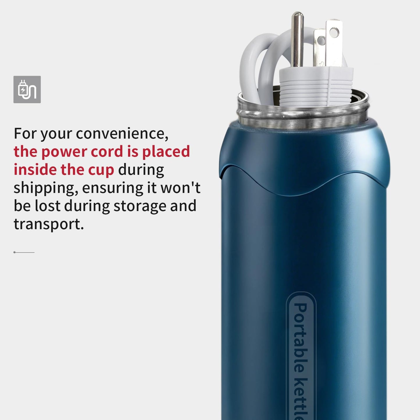 Insulated Stainless Steel Travel Electric Kettle Small, Smart Water Bottle with 4 temperature control, Leak-Proof, Mini Travel Essentials Portable Office Gifts for Tea Lovers, Dark Blue