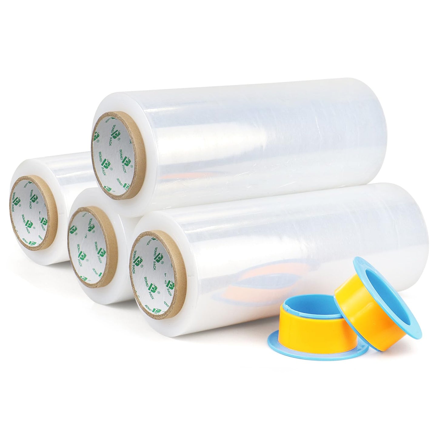 BOMEI PACK Stretch Wrap Rolls 10" x 1000 Ft 4 Pack - 80 Gauge Thick Stretch Film - Clear Plastic Wrap with Handles for Pallet Wrapping Shipping Moving