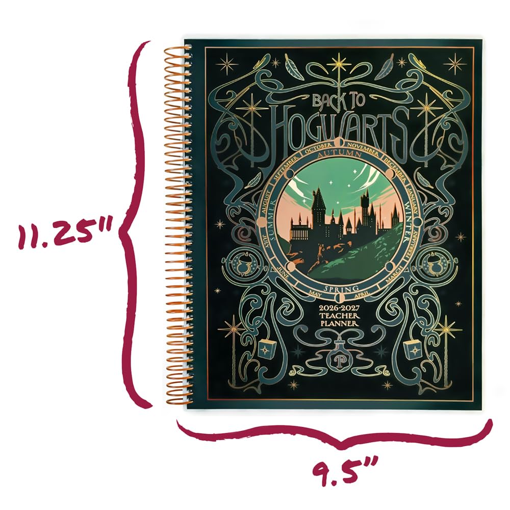 ConQuest Journals 2026-2027 Harry Potter Hogwarts Teacher Planner, July-June Academic Organizer, Monthly & Weekly Calendars, Checklists, Contacts & Student Lists, 11.25'' x 9.5'', Officially Licensed