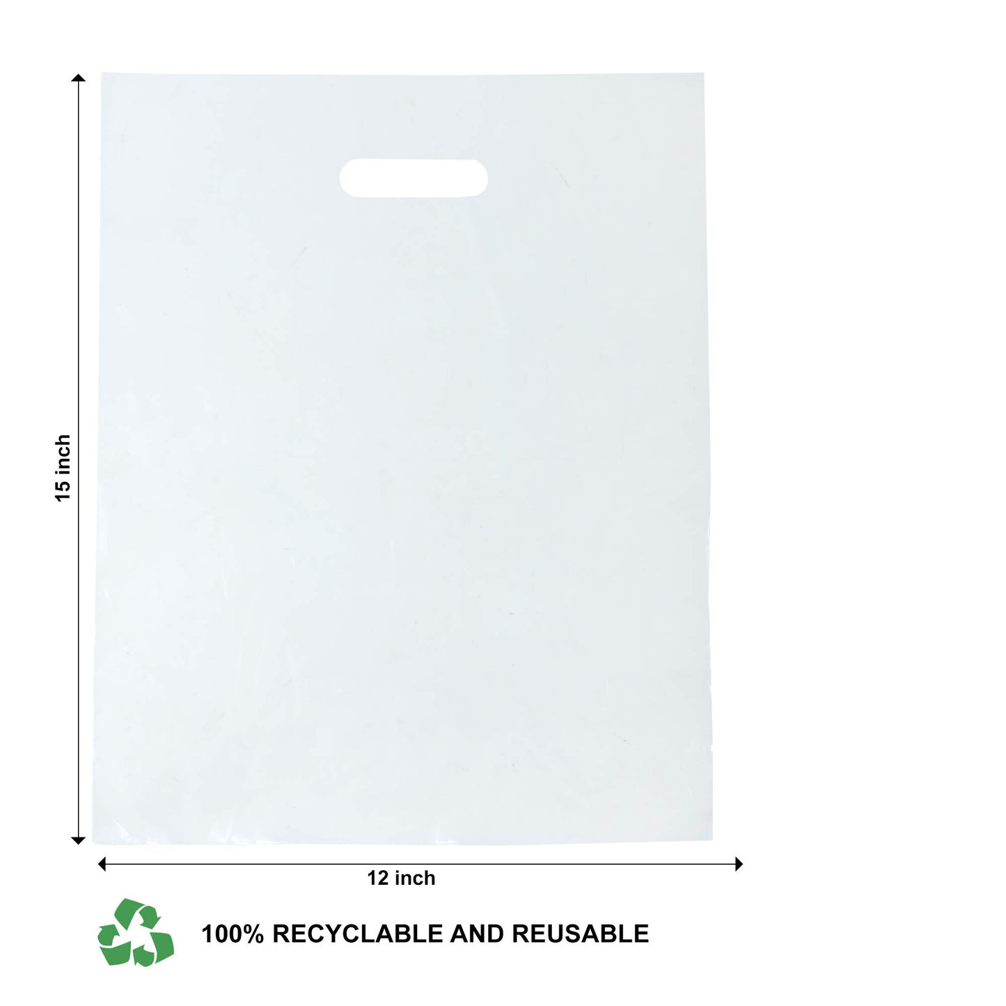 1000 Clear Plastic Bags With Handles 12"x15" Merchandise 1.25Mil Thick Glossy Retail Shopping for Small Business Boutique Clear Gift for Shopping, Clothing and Trade Show