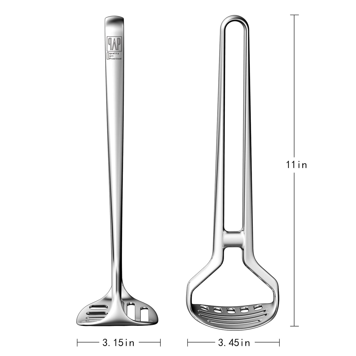 Heavy Duty Stainless Steel Potato Masher – Durable & Rustproof – Unique One-Piece Design for Quicker Mashing root vegetables, avocados, apples, beans, and nuts – 11-inch Long, Dishwasher Safe