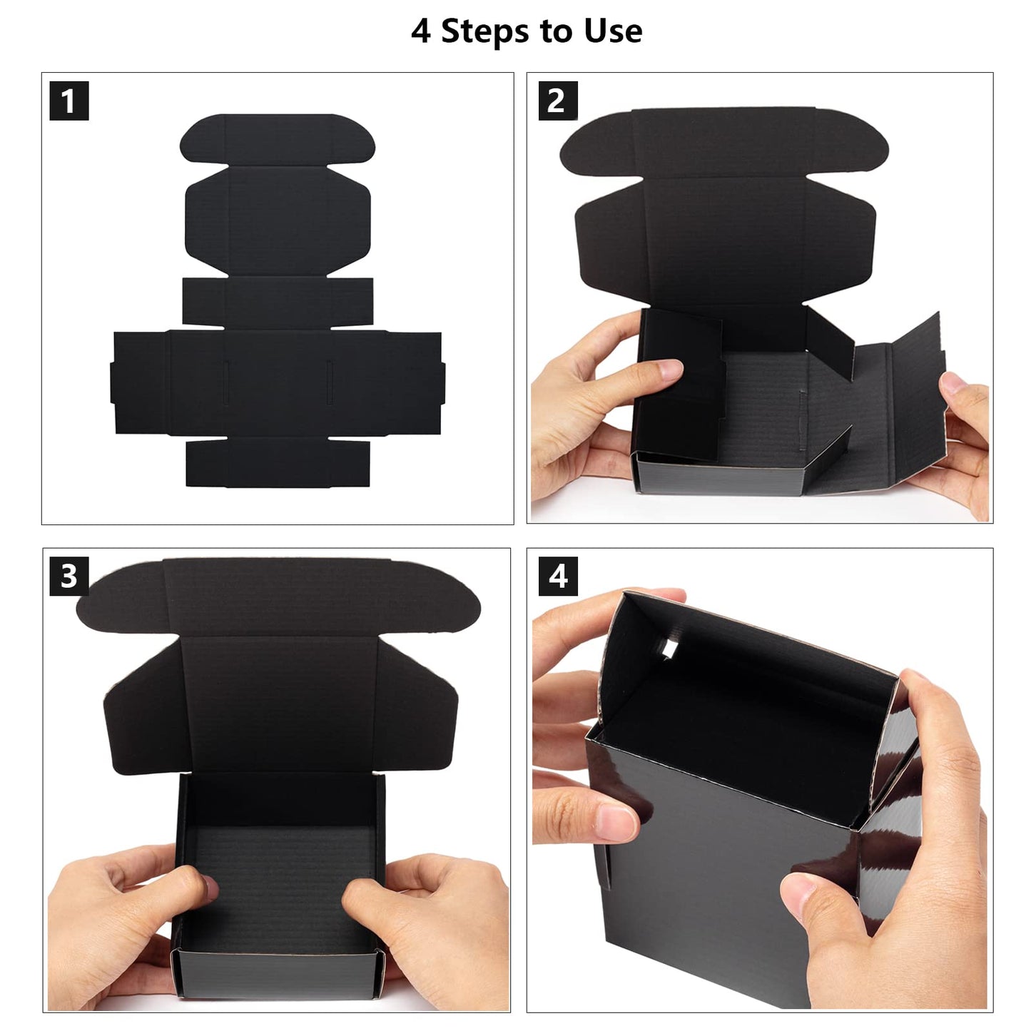 Timirog 7x5x4 Inches Black Shipping Boxes 25 Pack - Corrugated Cardboard Mailing Box for Small Business, Tab Locking Literature Mailer for Packing Jewelry Ornament Gift Craft Packaging Supplier