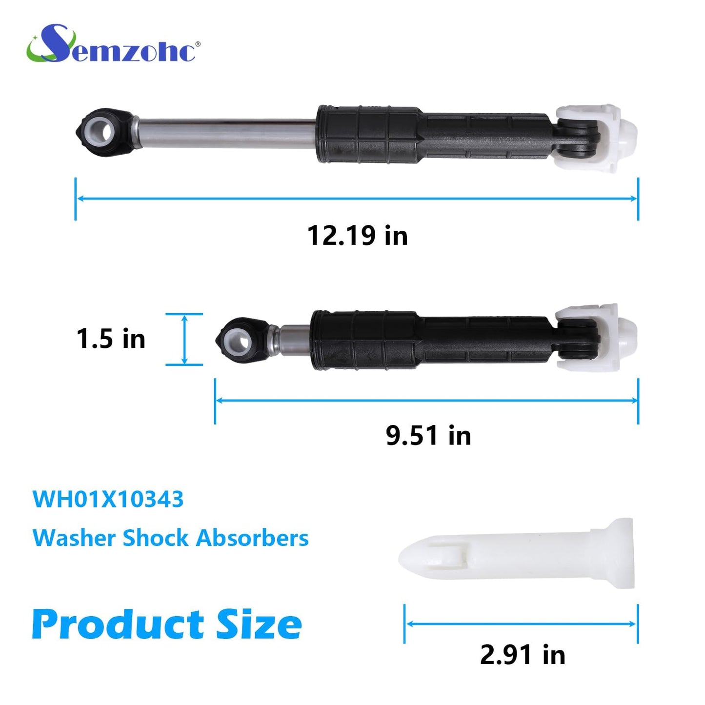 WH01X20826 Washer Shock Absorber Kit Fit for G.E Washer Damper Shock Replaces WH01X10343 AP4265856 WH01X10385 WH01X10425 AH1482318 EA1482318 WH01X10260 PS1482318 - with 4 Shocks and 4 Pins