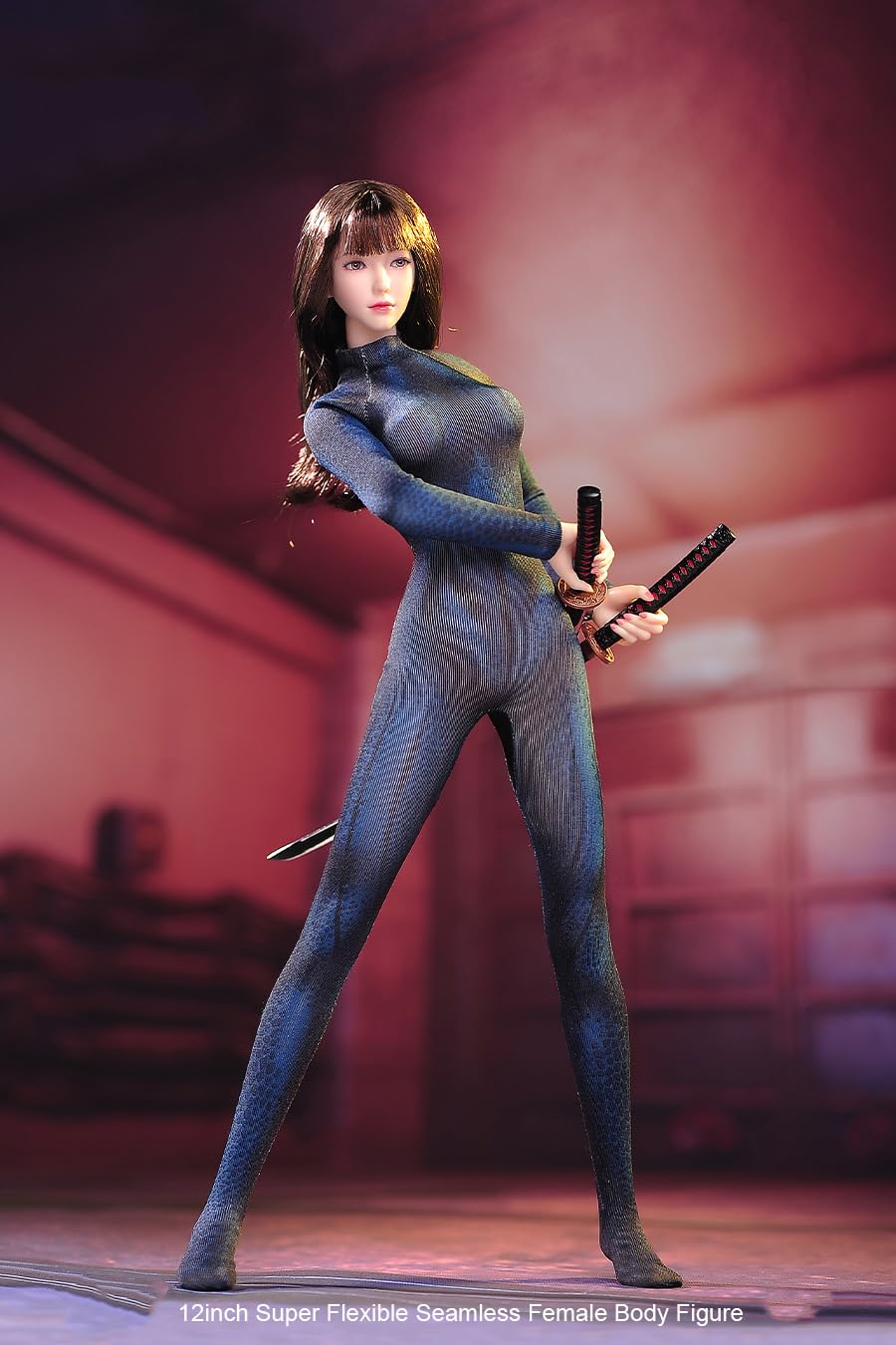 1/6 Scale Female Body,12inch Super Flexible Seamless Female Figure Body Makeup Version with Undetachable Feet Tall and Slender Miniature Action Figure (Pale Skin)