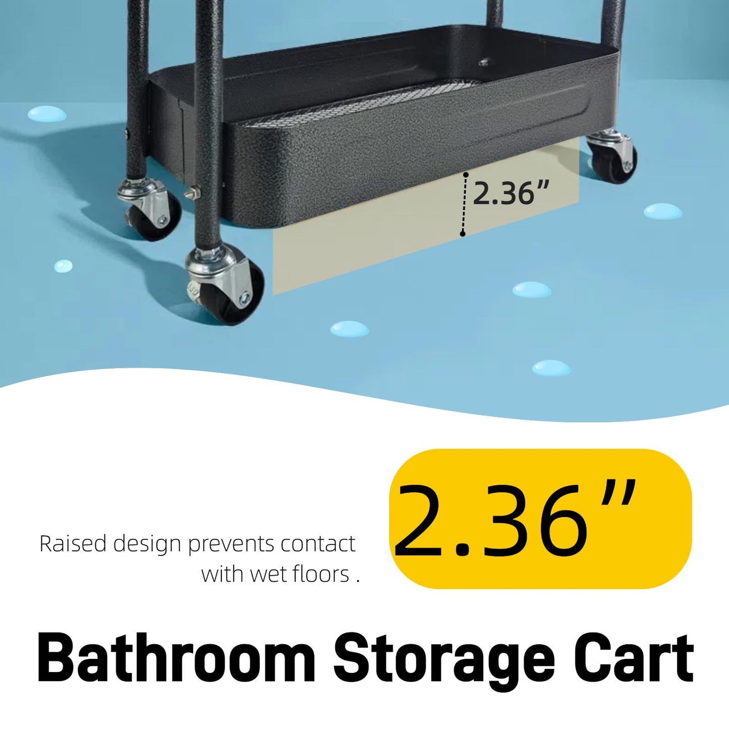 LIWNYRK 3 Tier Slim Metal Rolling Storage Cart for Laundry Room & Kitchen Organizer, 7.1'' Thin Standing Shelf for Narrow Spaces, Utility Cart with Wheels & Lockable Casters for Bathroom, Black