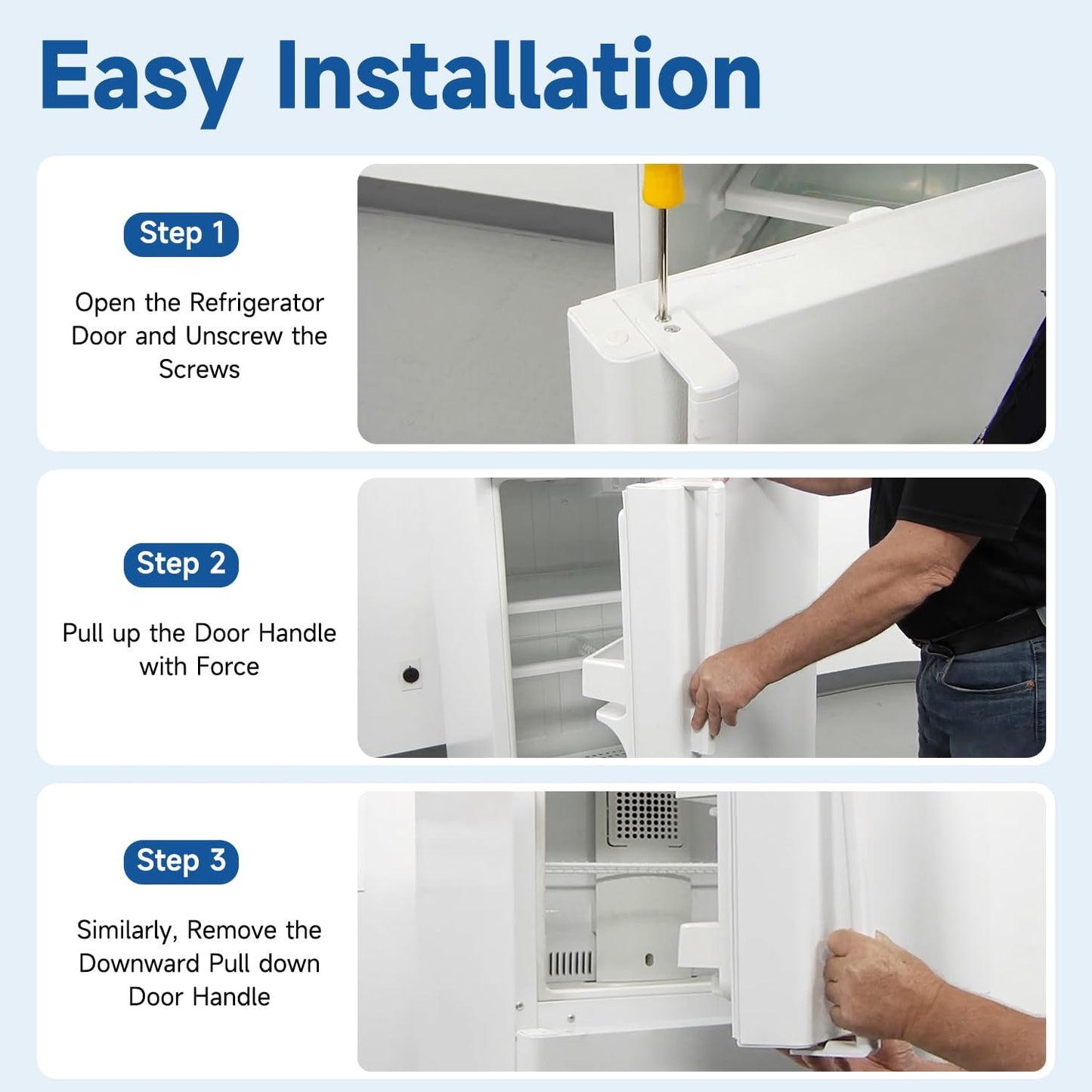 LEYURISE Replace WR12X32352 Refrigerator Door Handle Set Replacement Door Handle Assembly (White) Compatible with GE Refrigerator Replace#: WR12X48765 WR12X21157 WR12X27039