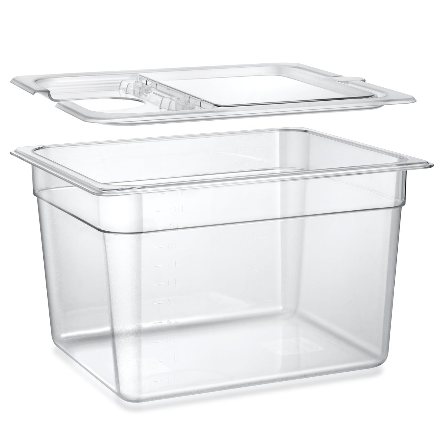 HOMENOTE Sous Vide Container 12 Quart with Universal Collapsible Hinged Lid,Sous Vide Accessories Kit BPA Free,Compatible with Anova and Most Sous Vide Cookers