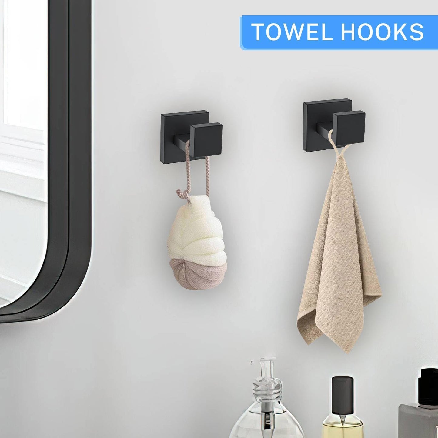 10-Piece Matte Black Bathroom Hardware Accessories Set Black Towel Bar Set Towel Holder Set Stainless Steel Wall-Mounted Towel Rack Set for Bathroom,23.6 Inch Towel Bar