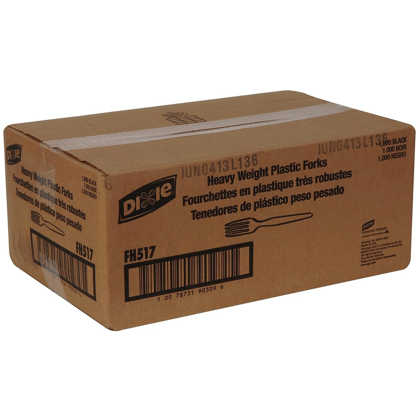 Georgia-Pacific Dixie 7.13" Heavy-Weight Polystyrene Plastic Fork by GP PRO (Georgia-Pacific), Black, FH517, (Case of 1,000), 1 Box/Case