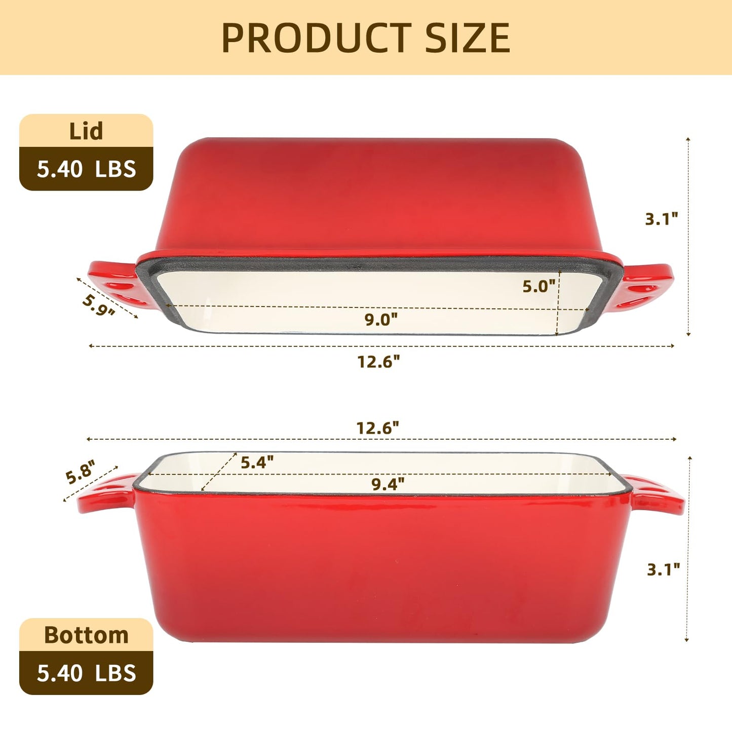 AILITOR 9x5 Enameled Cast Iron Loaf Pan with Lid - 2 in 1 Homemade Sourdough Bread Baking Pan